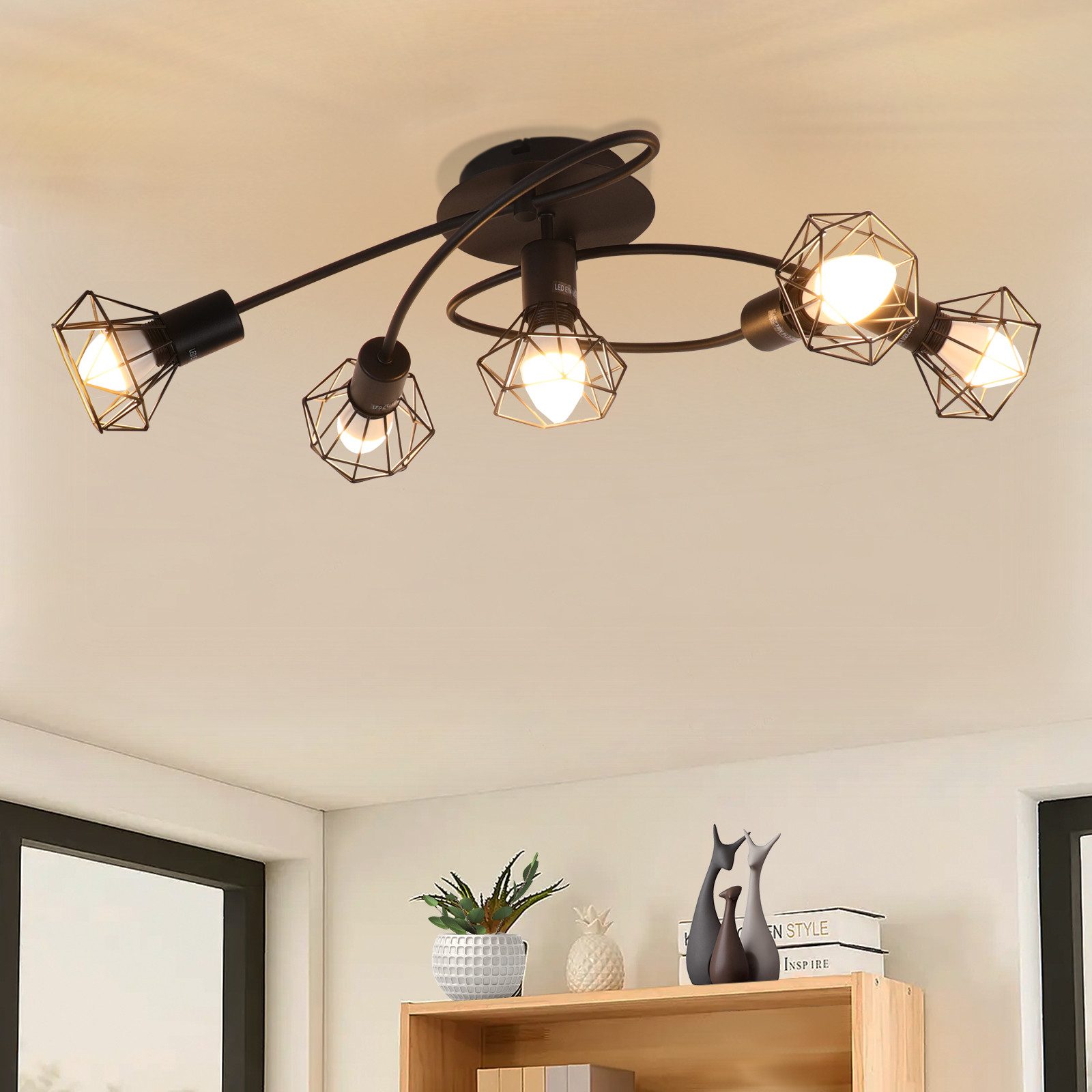 Nettlife Deckenstrahler Schwarz 2/3/4/5 Flammig Wohnzimmer günstig online kaufen