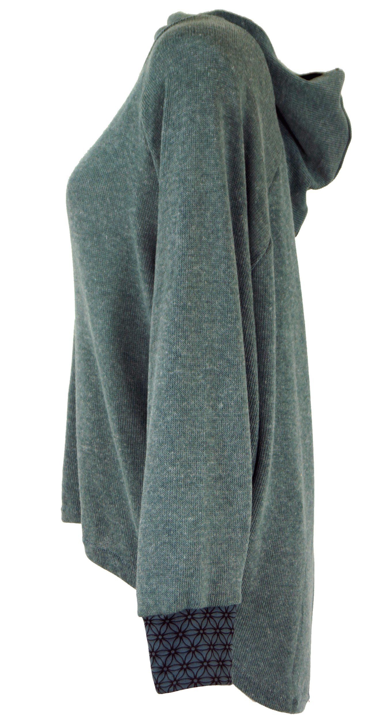 Guru-Shop Longsleeve Hoody, Sweatshirt, Pullover, Kapuzenpullover Bekleidung alternative -.. taubenblau