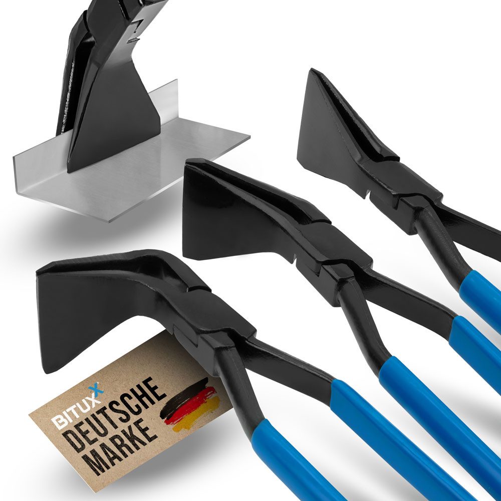 Bituxx Zangenset Falzzangen gerade 45 Grad 90 Grad Blau, Spar-Set 3-tlg., MS-16202