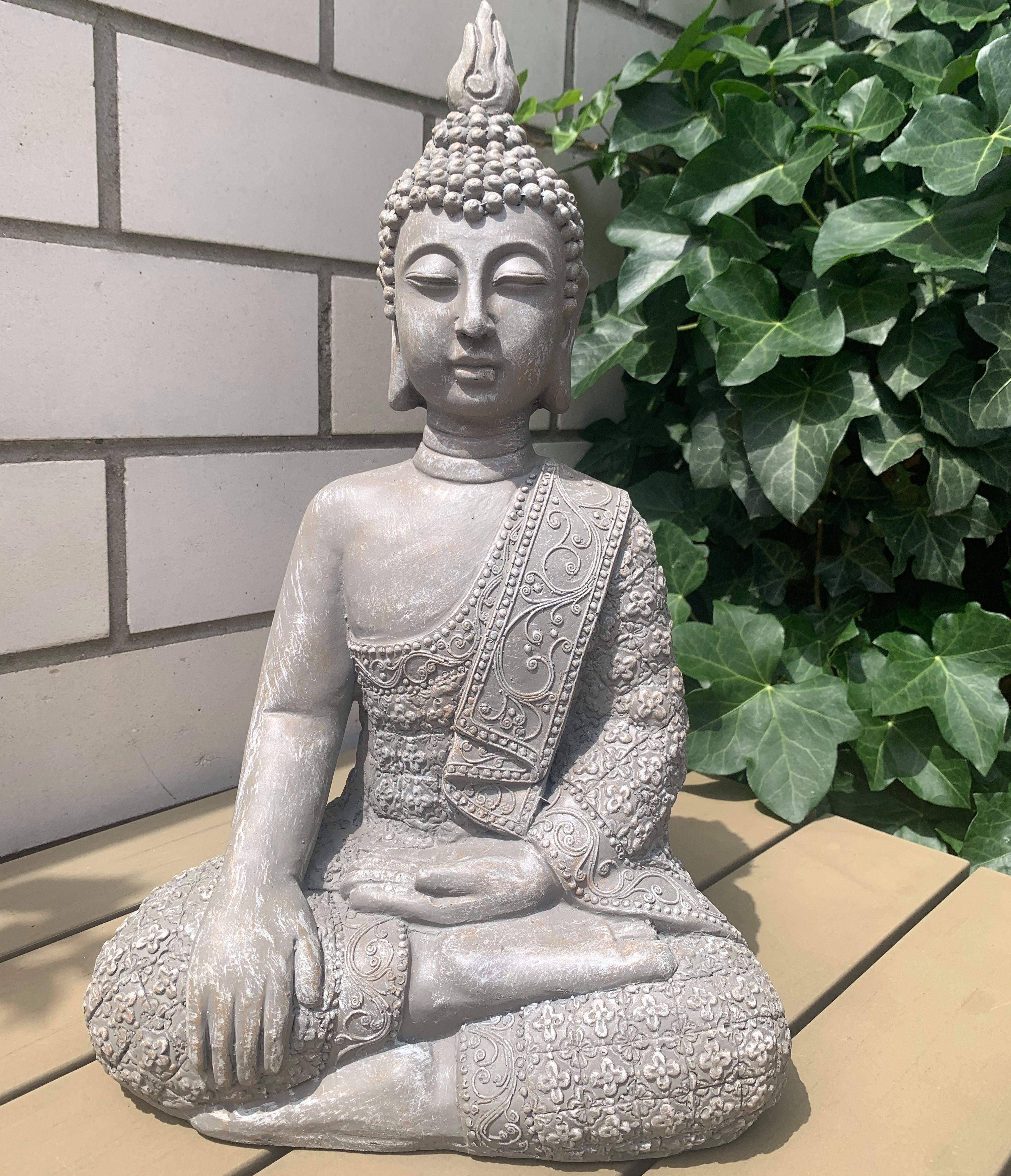 große Beton Feng Thai (1, Steinfigur 45cm Wellness Kunststein Shui Art Gartendeko Buddha Gartenfigur), Statue Deko Buddhafigur K&L Wall