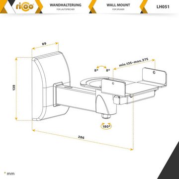 RICOO LH051-B Lautsprecher-Wandhalterung, (2x universal Wandhalter für Lautsprecher Boxen schwenkbar neigbar)