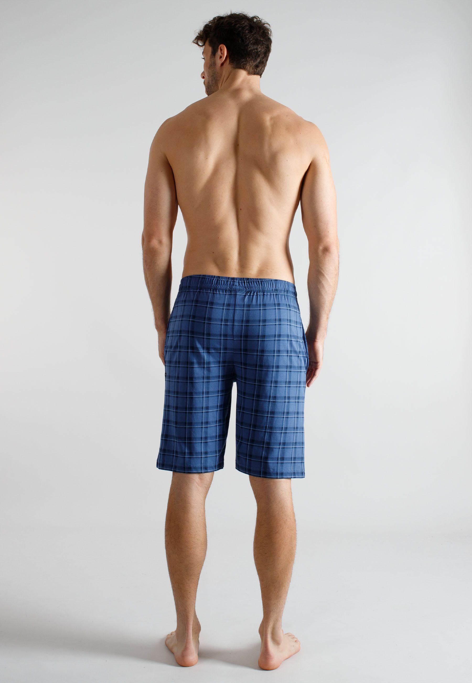 TOM TAILOR Schlafhose TOM TAILOR Herren Bermuda blau kariert (1-tlg)
