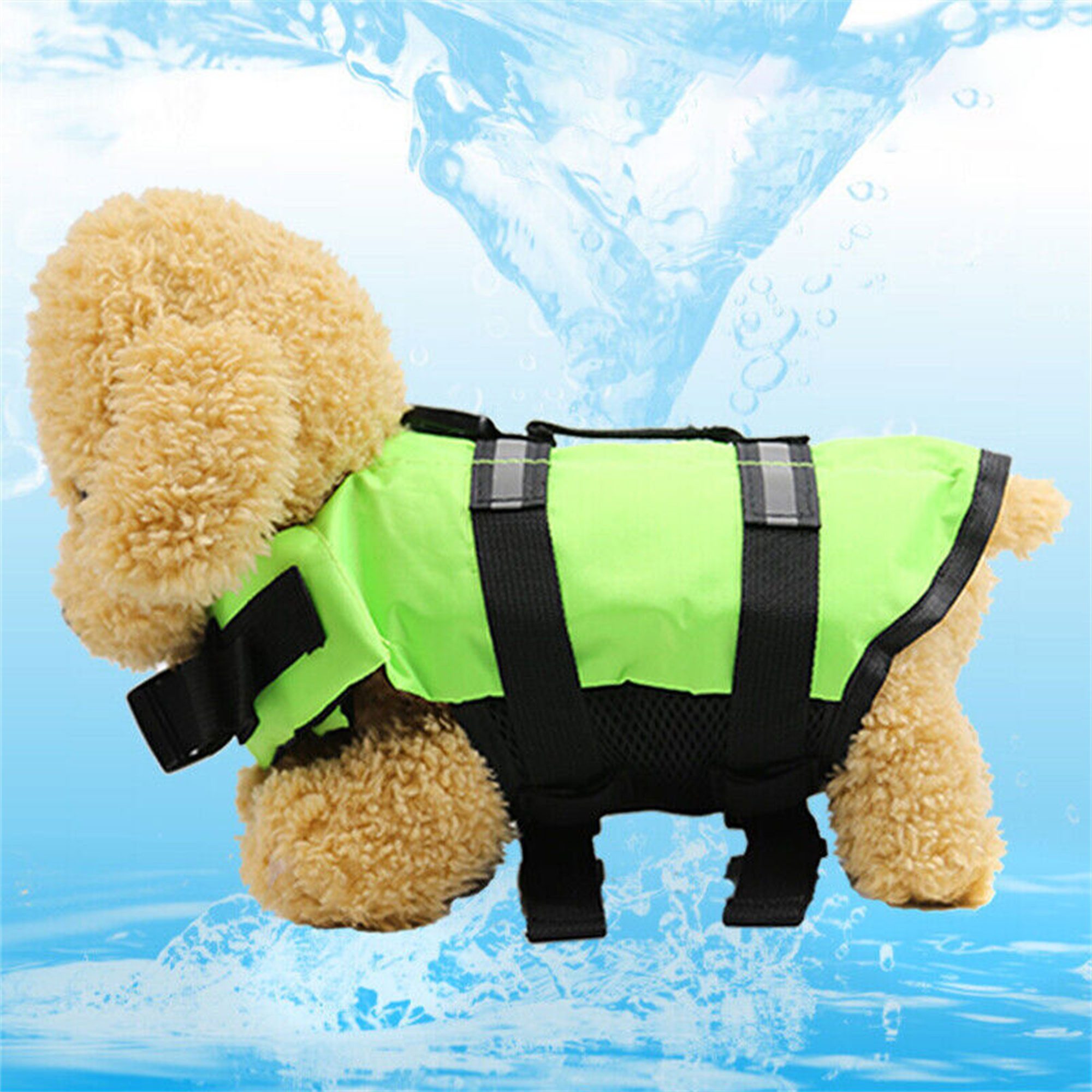 yozhiqu Hundewarnweste Schwimmweste für Welpen, Hunde, Schwimmen, Sicherheitsweste, reflektierende Streifen Schutzanzug, Schwimmweste für Haustiere