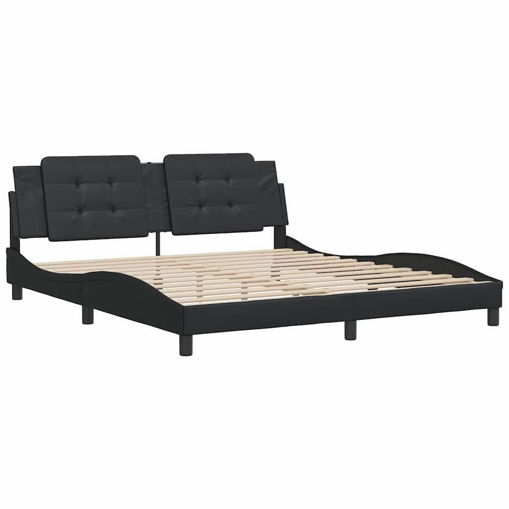 Bett Bettgestell ohne Matratze "Zadar" Schwarz 180x200 cm Kunstleder