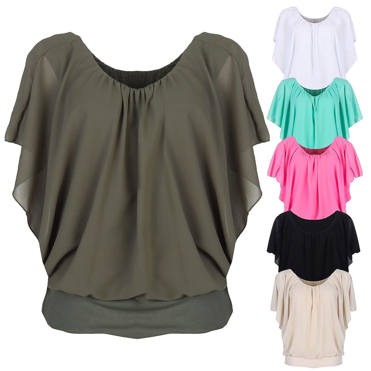 CLEO STYLE Chiffonbluse Damen Bluse 661 42-46 Weiß günstig online kaufen