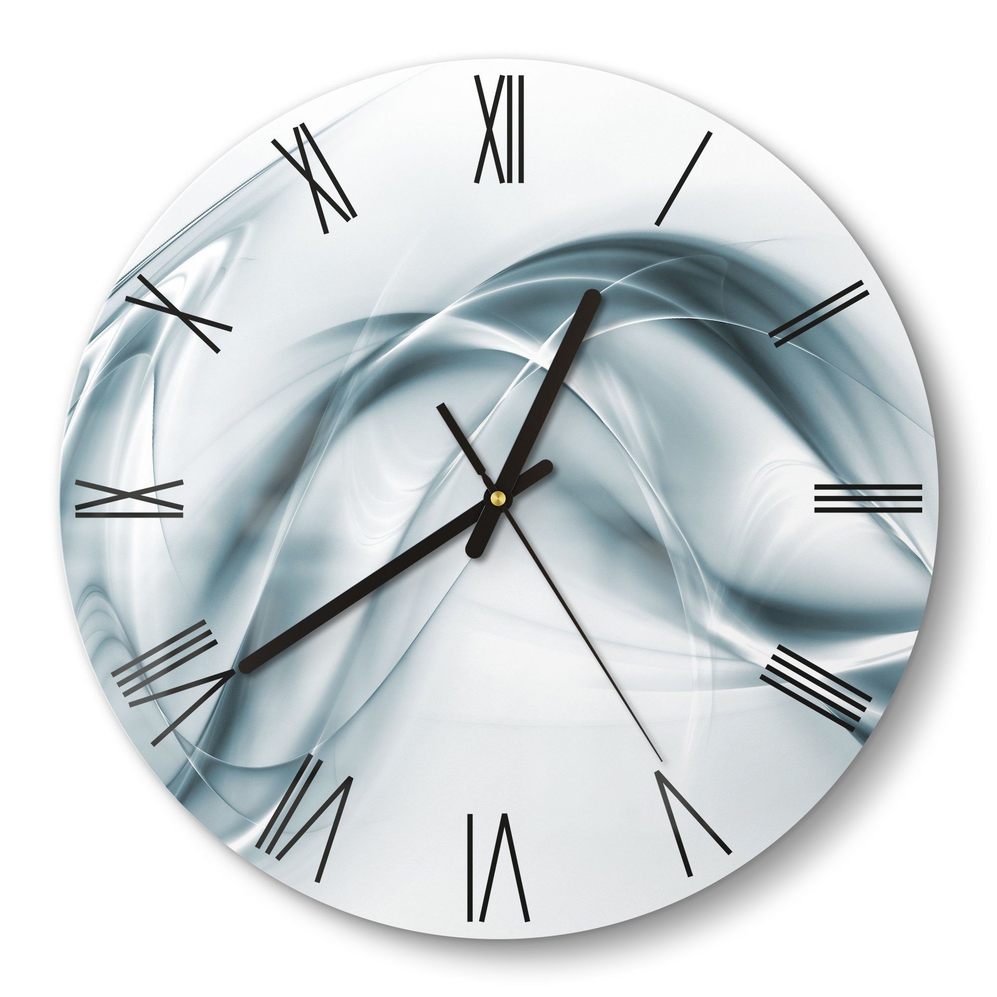 DEQORI Wanduhr 'Chrom Schwingungen' (Glas Glasuhr modern Wand Uhr Design  Küchenuhr)