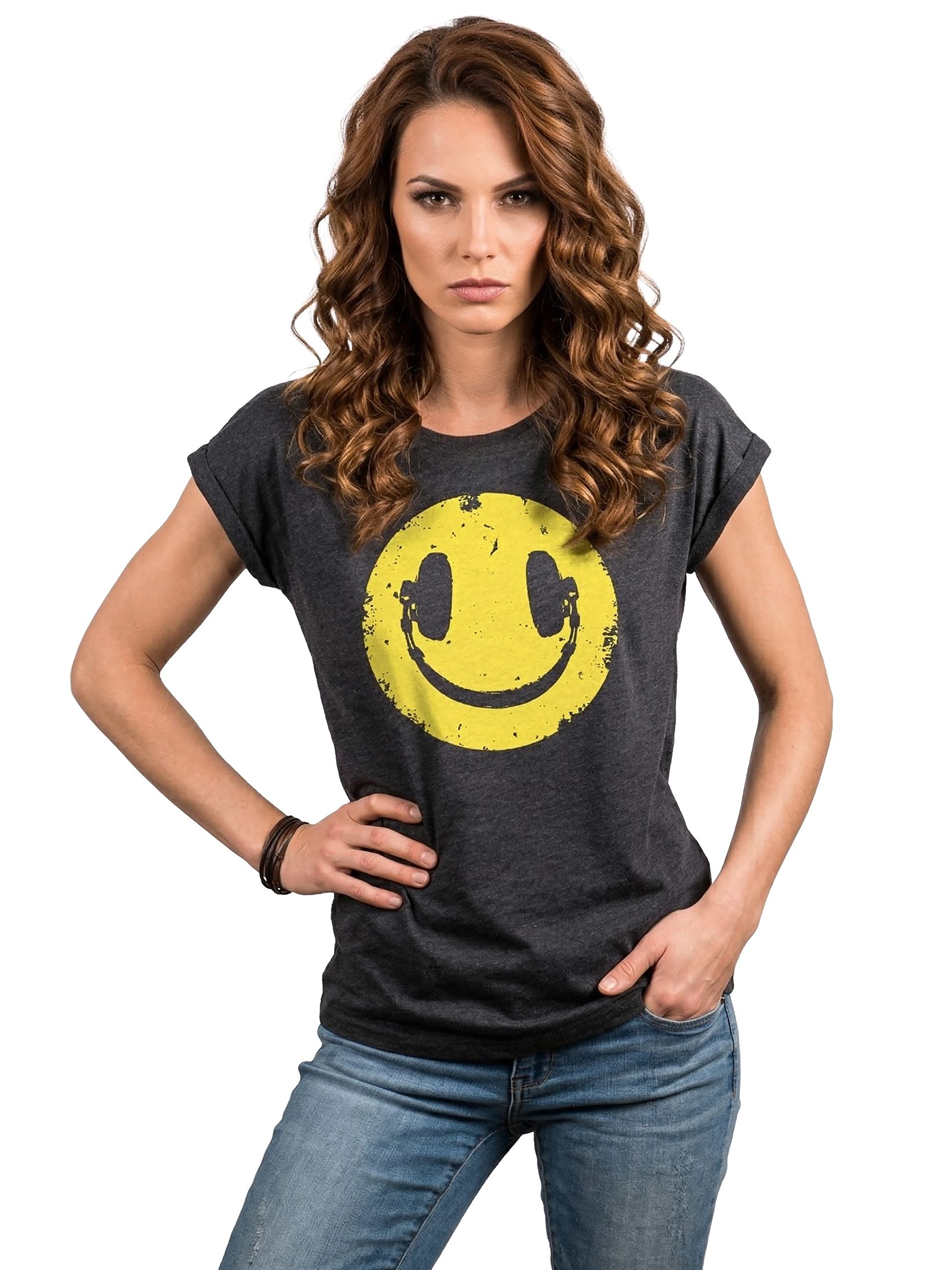 MAKAYA Print-Shirt - Coole Ausgefallene Damen Oberteile mit Aufdruck - Sommer Top (Kurzarm, Schwarz, Blau, Grau) Baumwolle