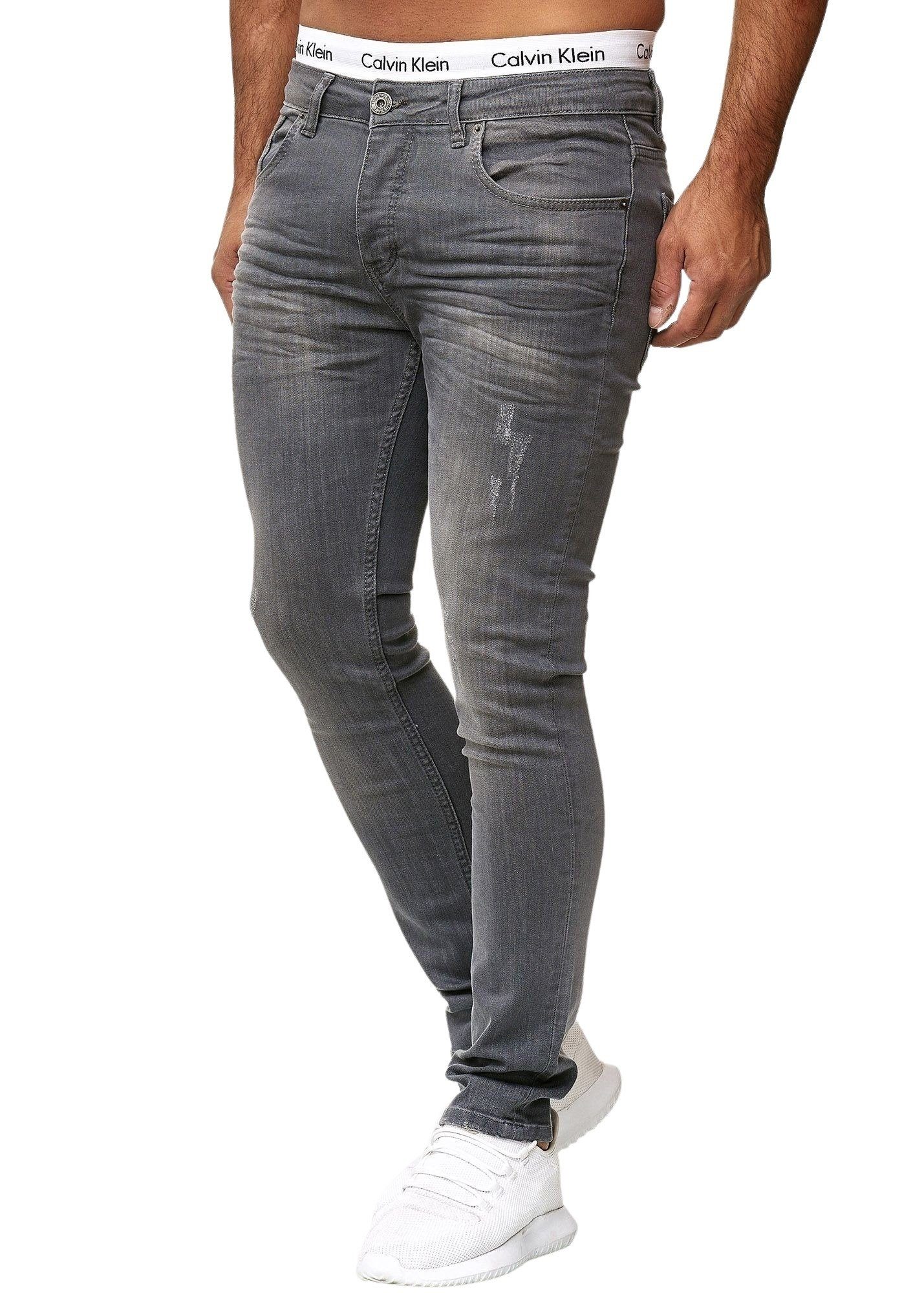 Freizeit,Casual 1-tlg) Jeanshose Steel Jeans Herrenhose Bootcut, Herren Slim Herrenjeans Fit Used (Jeanshose Denim John Designer Designerjeans 609-JK Kayna Slim-fit-Jeans Grey