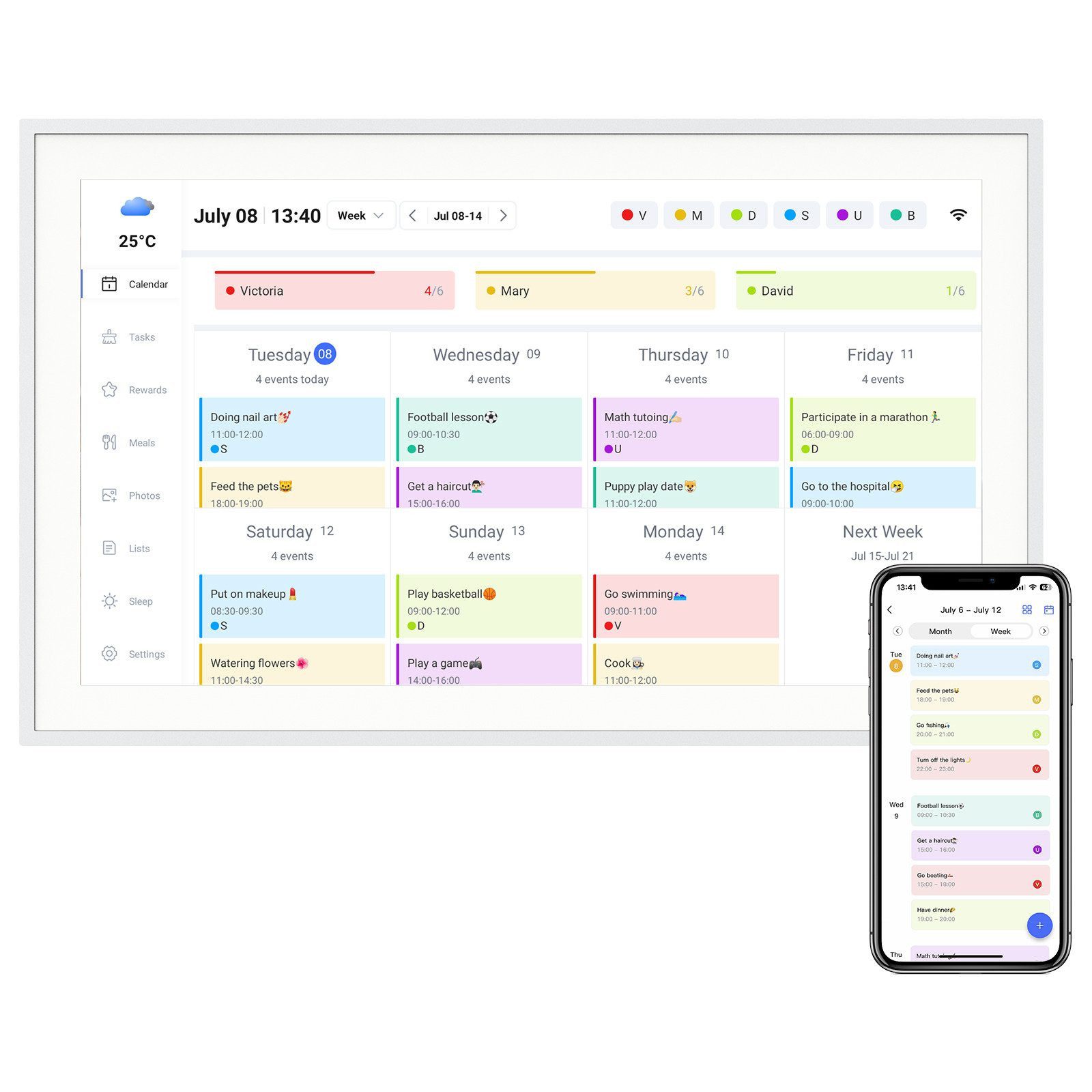 TABWEE TABWEE P15 15,6" Digitaler Kalender mit Touchscreen, WiFi Tablet (15,6", 32 GB, Android 10,1, Festival Geschenke für Mama, Papa)