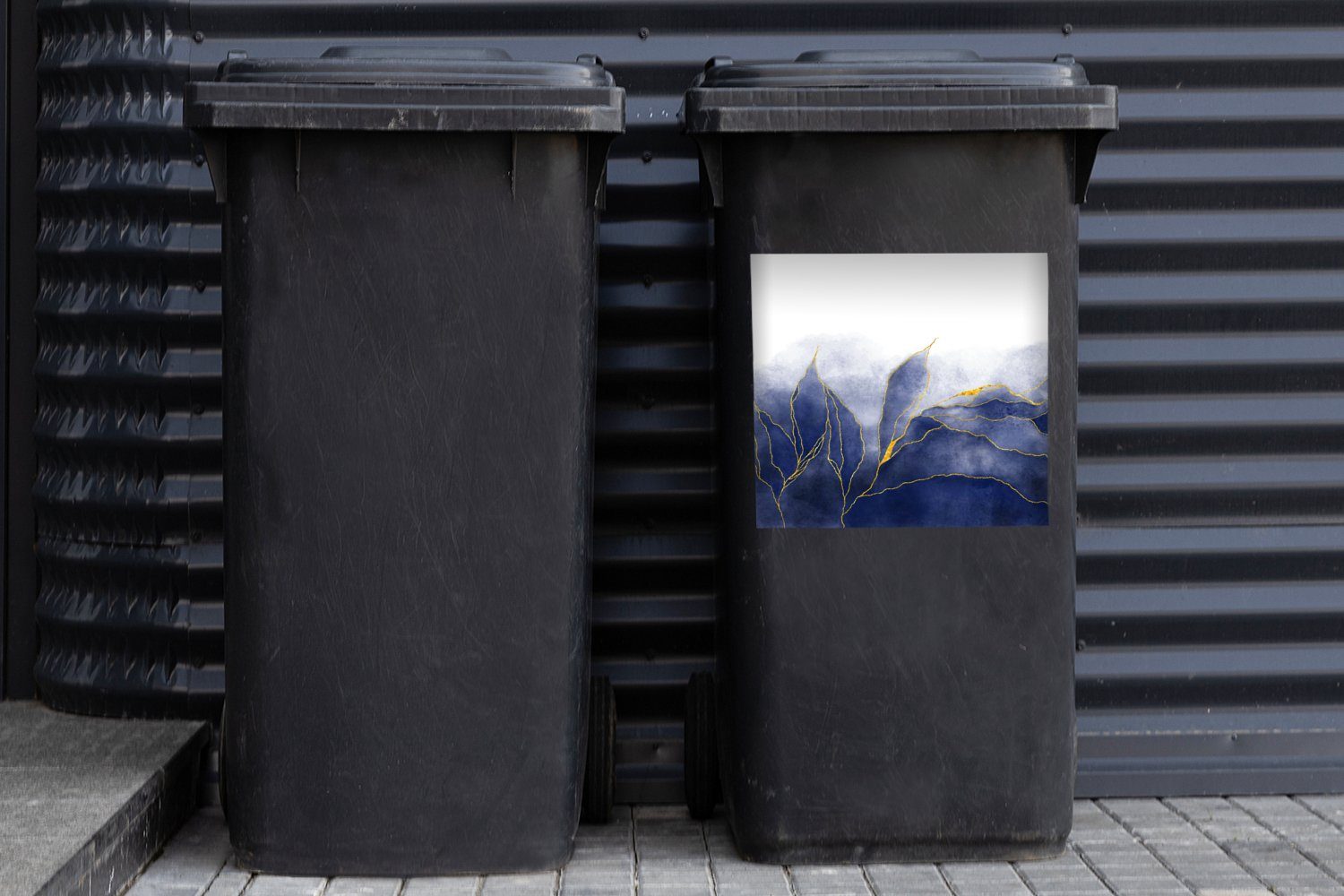Marmoroptik - Textur Container, Mülleimer-aufkleber, Blau - Abfalbehälter Wandsticker Mülltonne, Sticker, - MuchoWow (1 Marmor St), - Gold