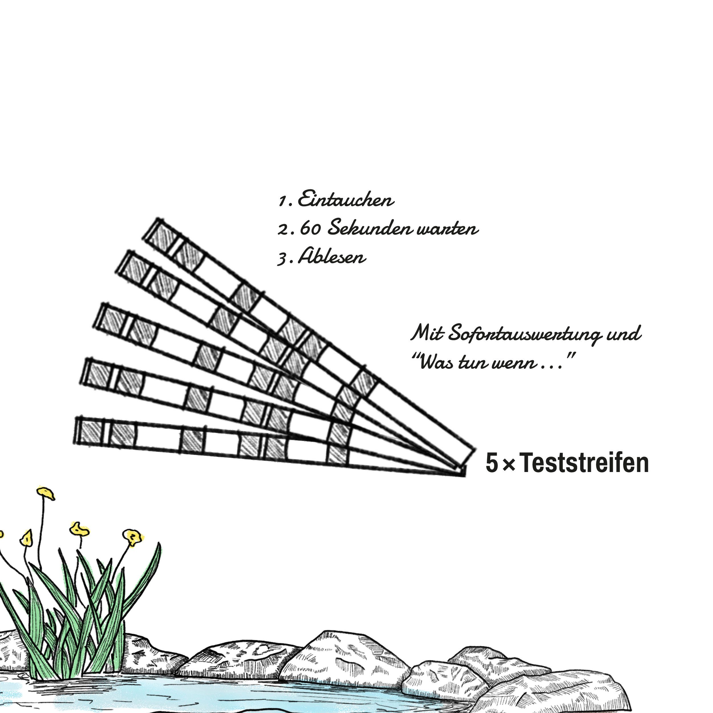 Lawana Teich-Wassertest Schnell Test, 6 Messparameter, 5-tlg.