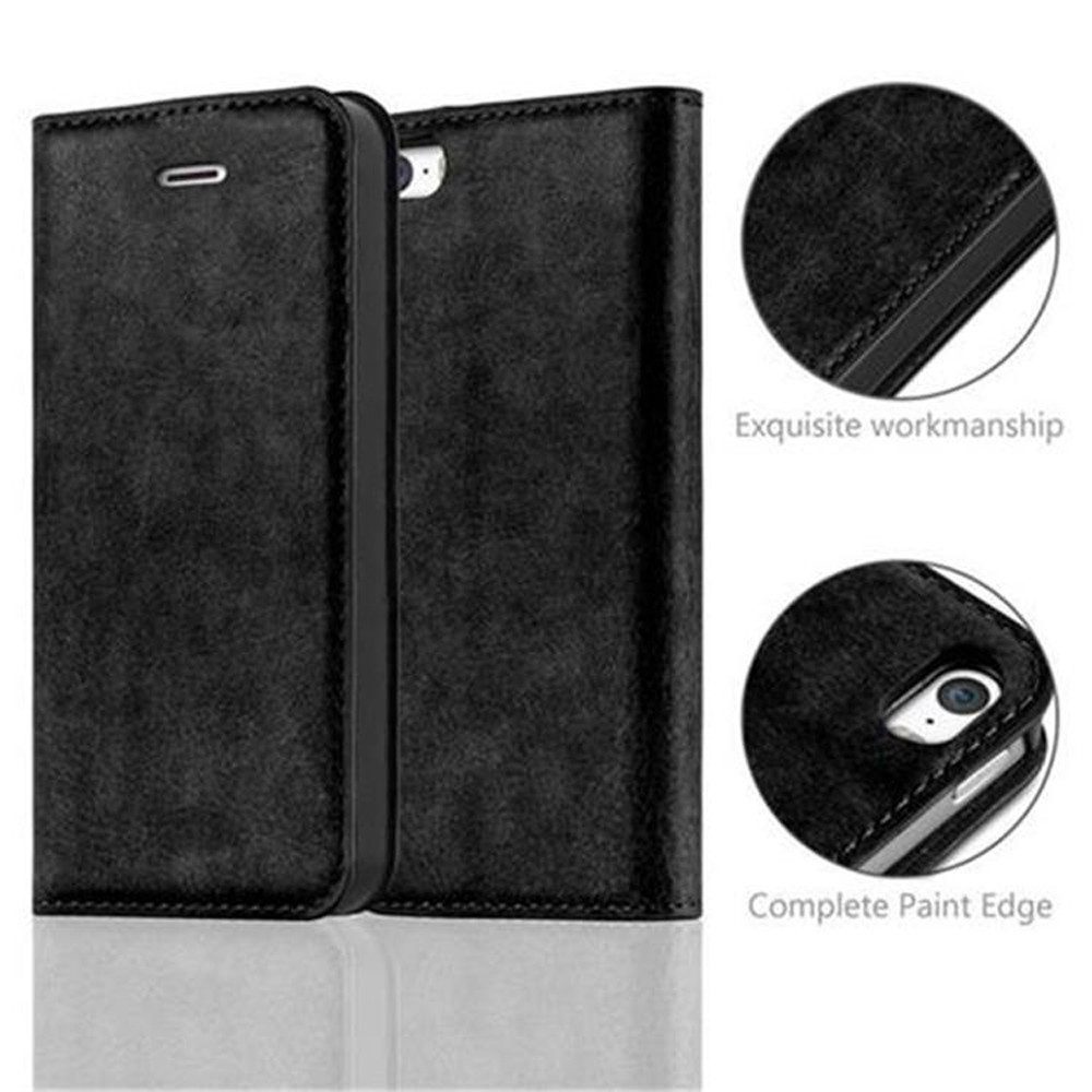Cadorabo Handyhülle für iPhone 5 / 5S / SE 2016 Hülle Apple iPhone 5 / 5S / SE 2016, Hülle Schutzhülle mit Standfunktion, Magnetverschluss und Kartenfach