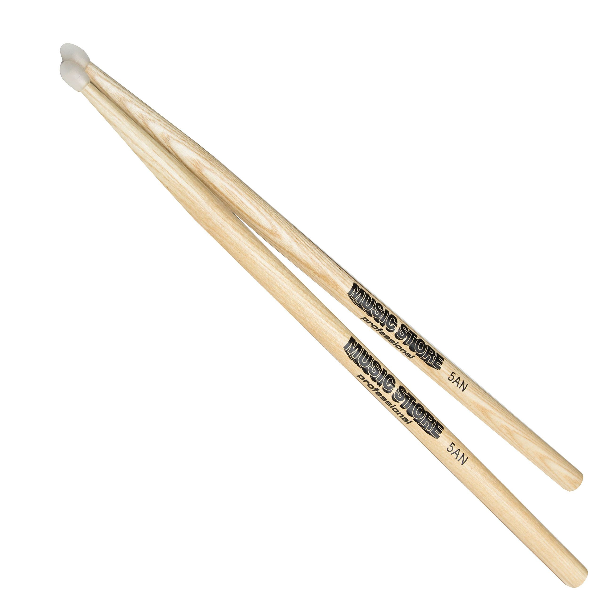 MUSIC STORE Drumsticks (5AN Hickory Drumsticks Nylon Tip Langlebige 5A Holzstöcke 405mm Länge 15mm Durchmesser Ideal für Professionelles Trommeln 30 Tage Geld-zurück-Garantie, Sticks, Beater und Mallets, Drumsticks Nylontip), Drumsticks, 5A Holzstöcke, Nylon Tip
