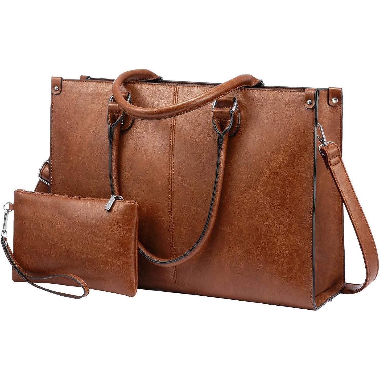 LuxusKollektion Laptoptasche Damen Laptoptasche Kunstleder Schulter Umhängetasche Braun 15.6 Zoll