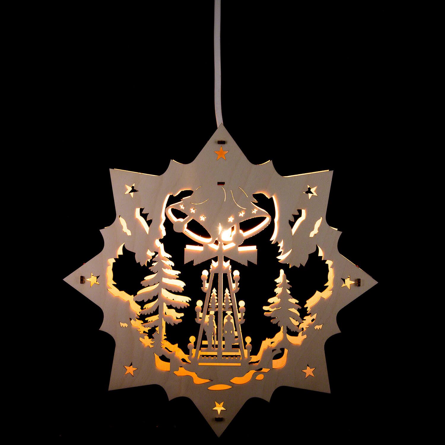 Lenk und Sohn Schwibbogen Fensterbild Pyramide (27cm) von Kunstgewerbe Lenk & Sohn