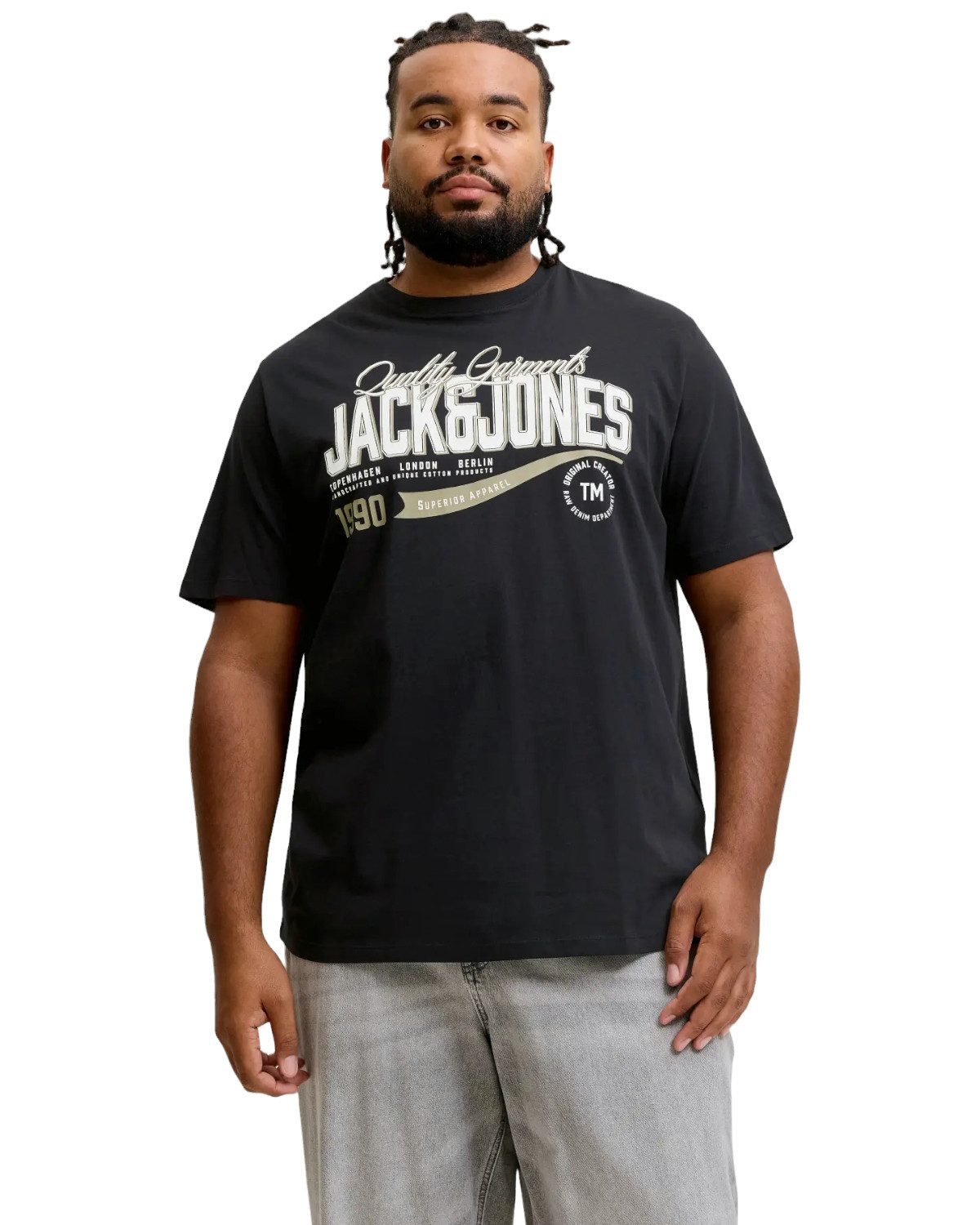 Jack & Jones PlusSize Print-Shirt Weites Shirt mit Printdruck (Spar-Set, 5er-Pack)