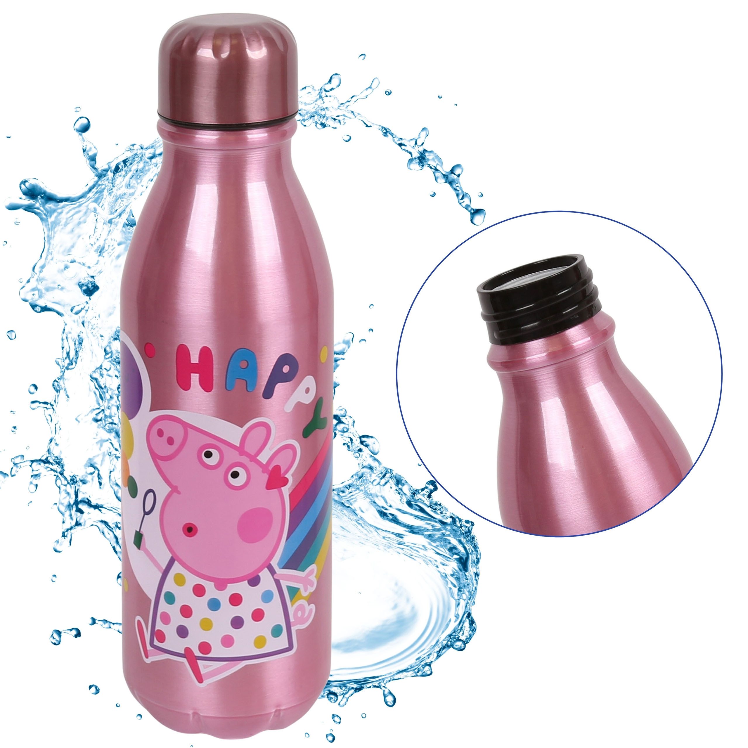 Thermoflasche Peppa Wutz Rosa Aluminium Trinkflasche 600ml