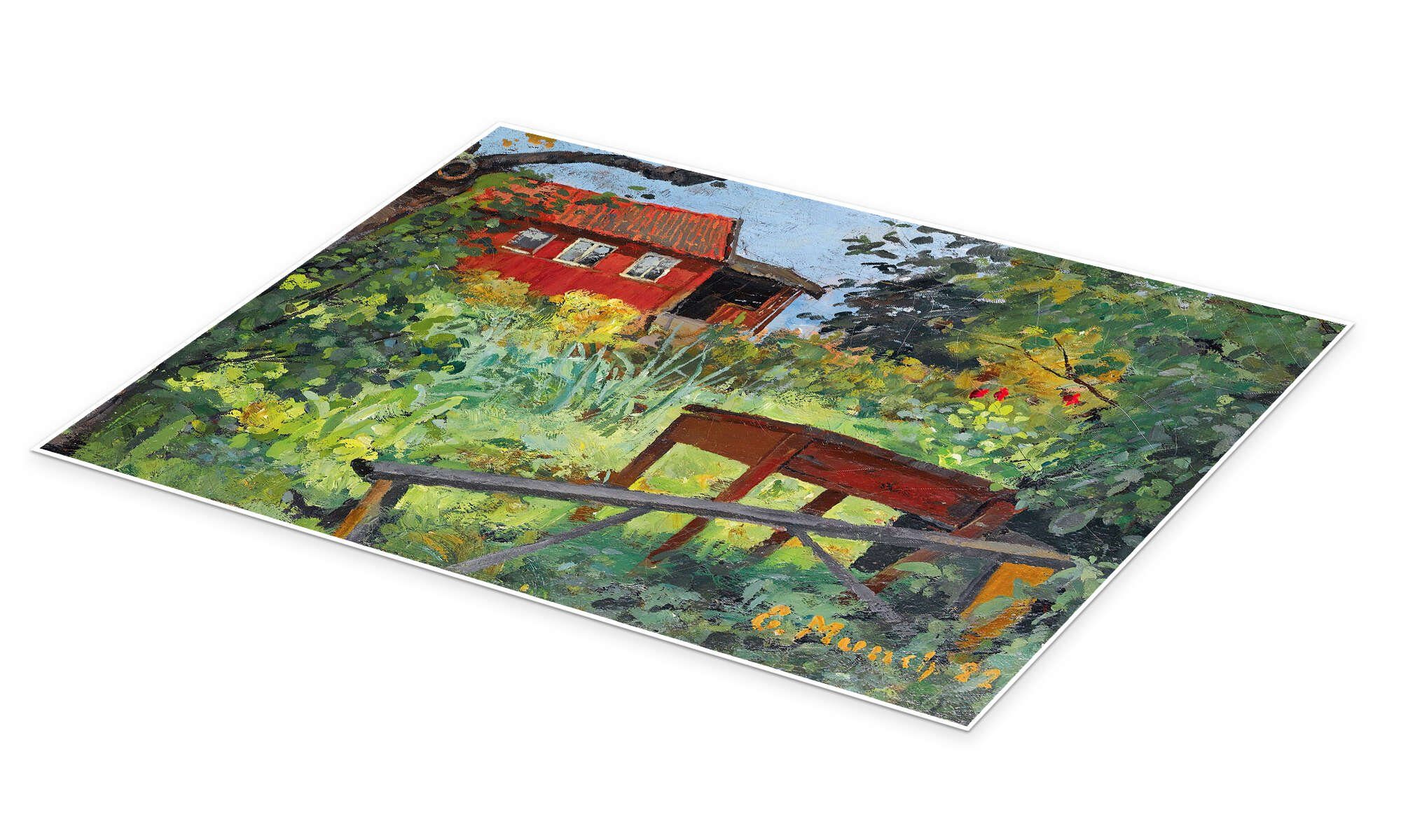 Posterlounge Wandbild Garden with Red House, 1882, Edvard Munch, erhältlich als Poster, Leinwandbild, Wandsticker oder Acrylglasbild