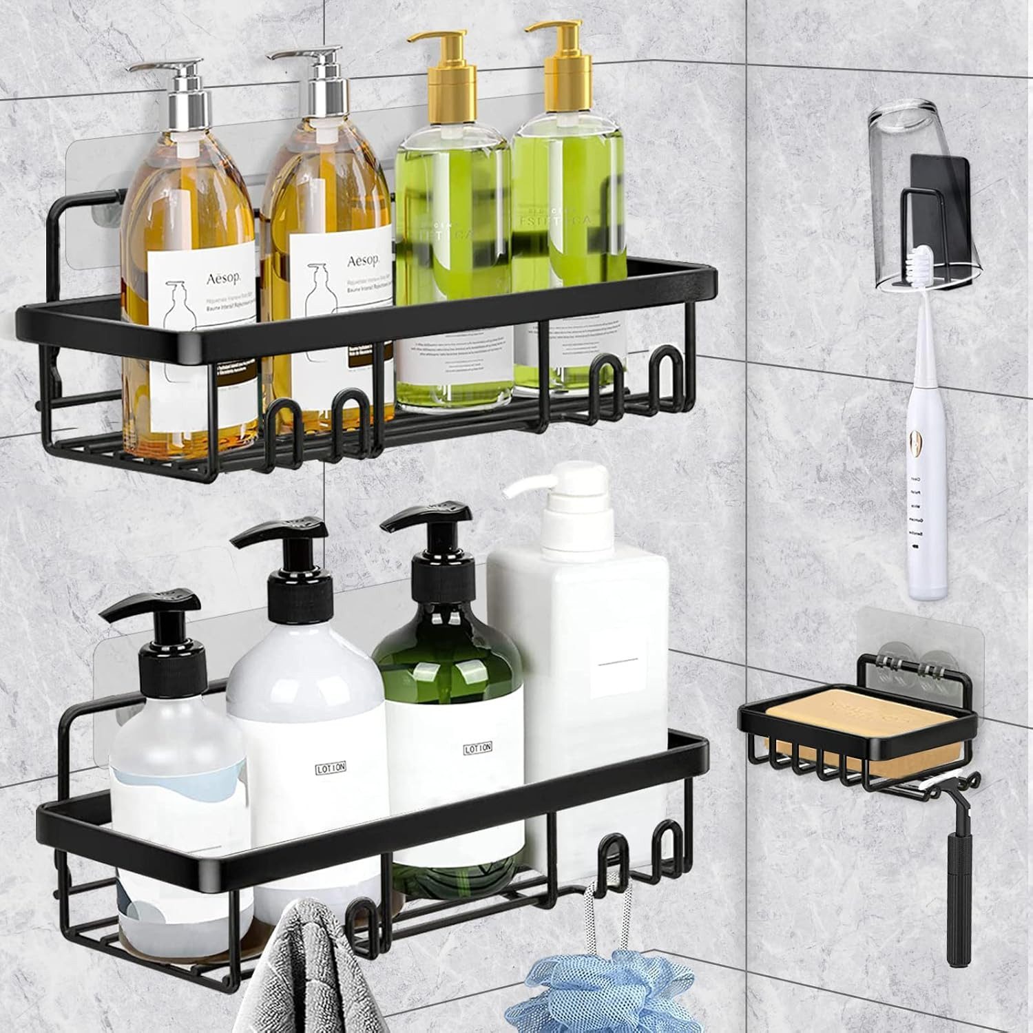 LA CUTE Duschablage Badregal Duschablage Edelstahl Set, 4er Set ohne Bohren günstig online kaufen