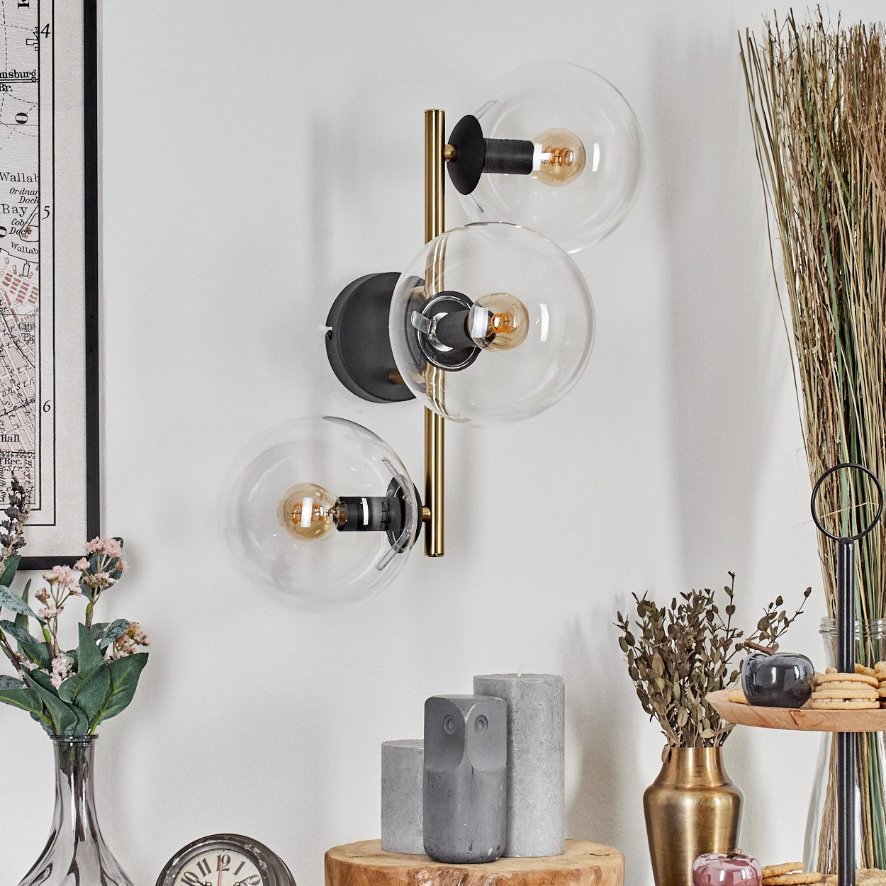 hofstein Wandleuchte Wandlampe aus Metall/Glas in günstig online kaufen