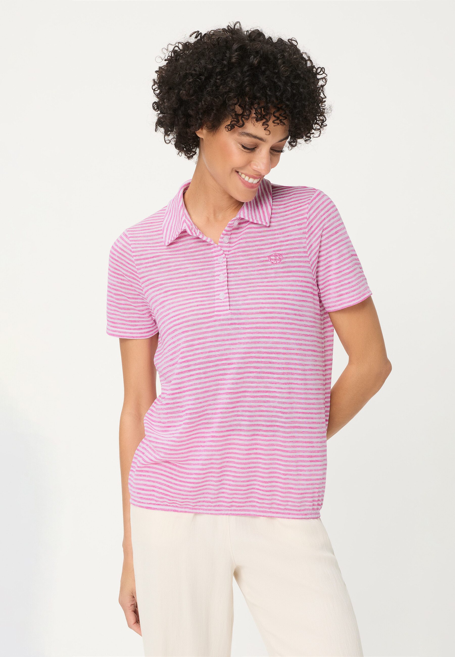 Olsen T-Shirt Polo-Shirt mit Streifendessin