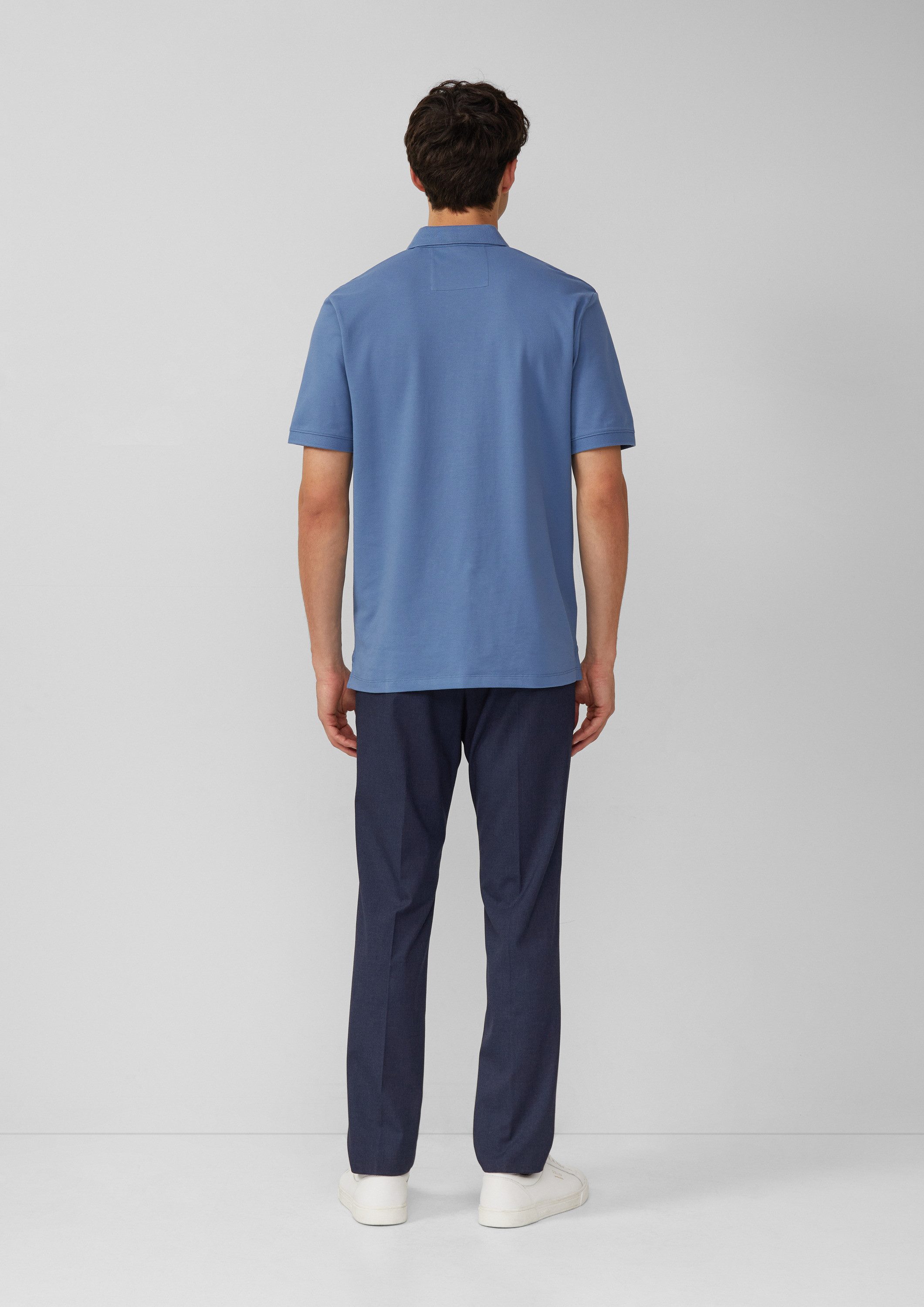 s.Oliver Kurzarmshirt Polo-Shirt Poloshirt aus Baumwollstretch mit Label-Patch