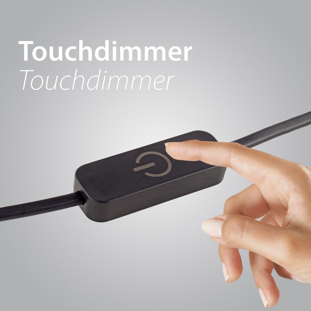 Paul Neuhaus LED Tischleuchte LED Tischlampe RIKA, dimmbar, Memoryfunktion, 1xLED-Board/7,50W/3000K, stufenlos dimmbar, schwarze Lackierung mit Rauchglas