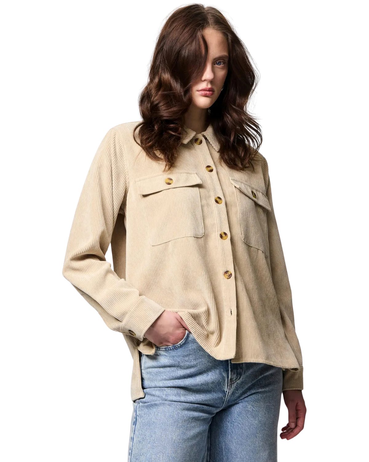 pieces Langarmhemd trendiges casual Cordhemd günstig online kaufen