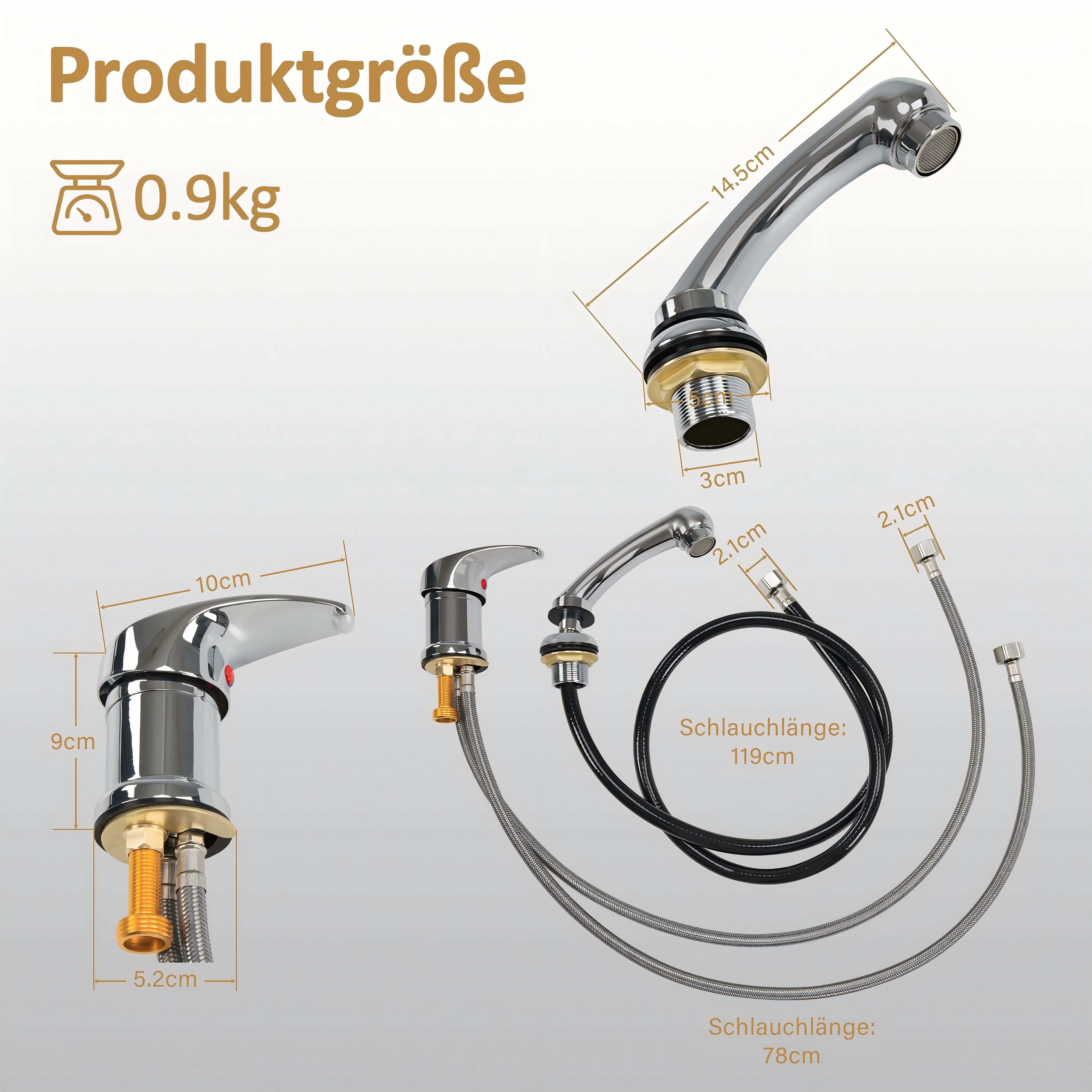 Barberpub Handbrause Barberpub Friseurarmatur mit Handbrause WH8005, für Waschbecken 8611 8675 8010 8670 8692 8620 8679 – Bild 4 von 5