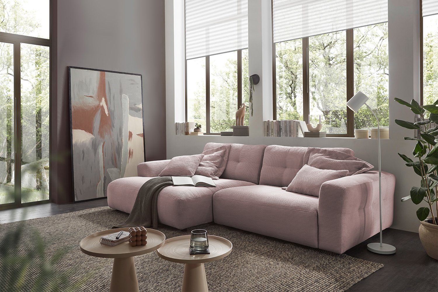 KAWOLA Ecksofa MIKA, Cord, Longchair rechts od. links, versch. Farben | Ecksofas