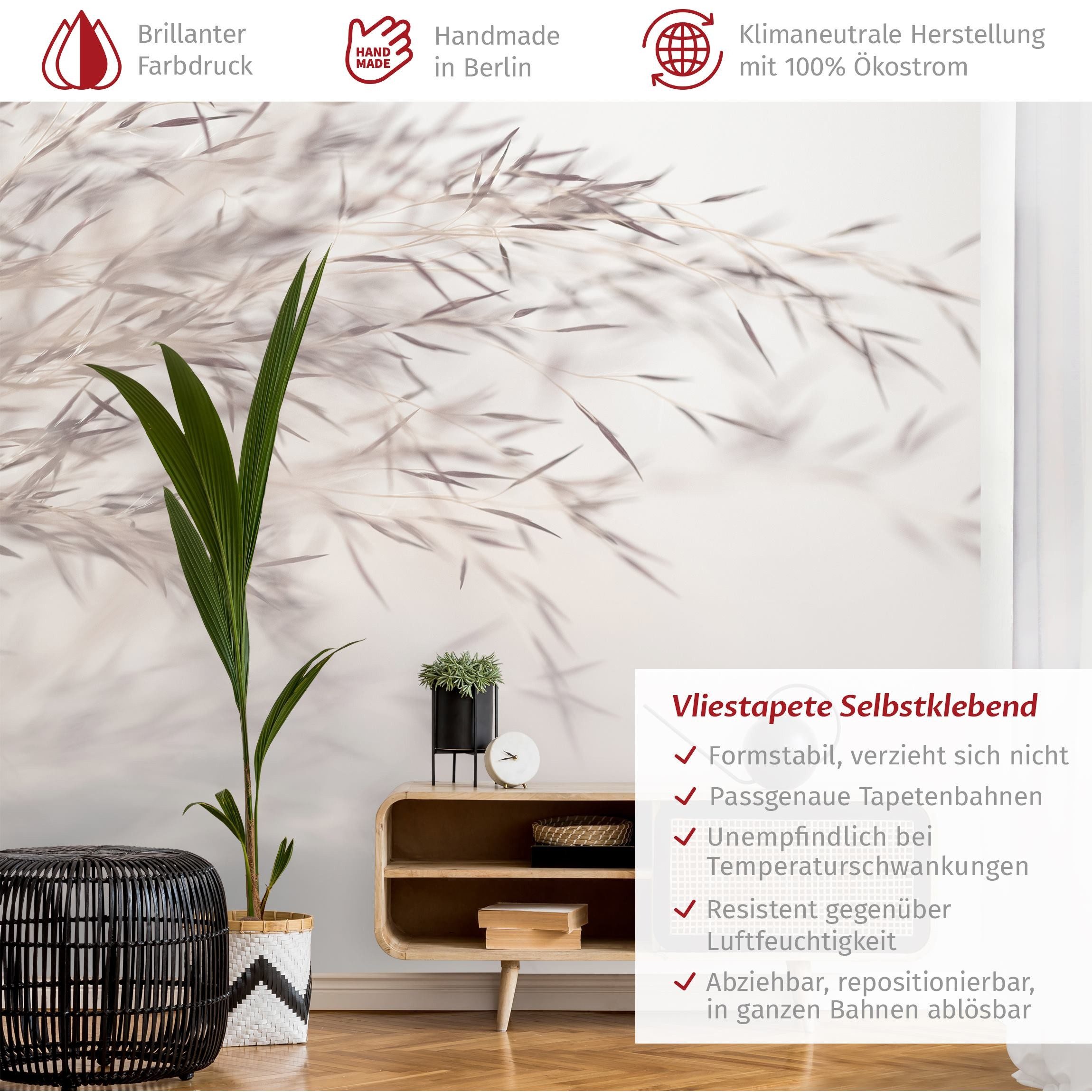Bilderdepot24 Fototapete Blumen Wiesengras Blumentapete Floral günstig online kaufen