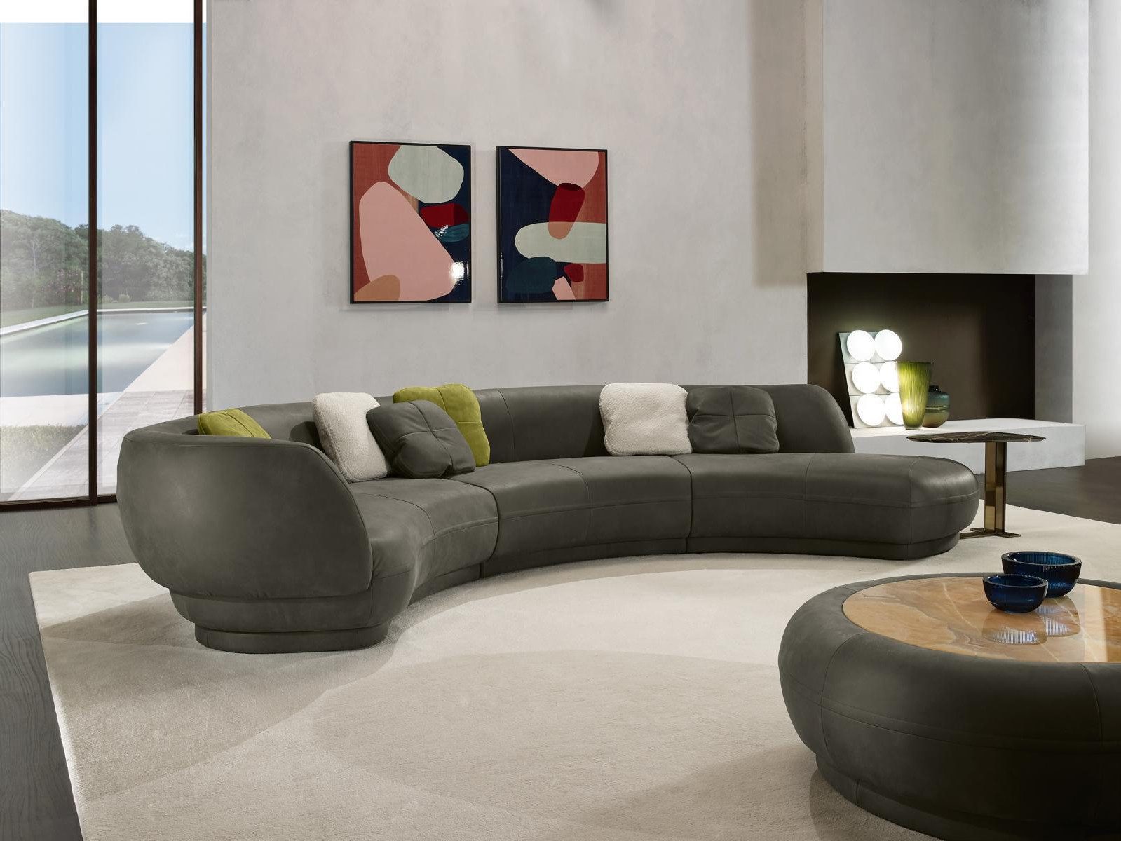 JVmoebel Sofa Rundsofa aus Leder in Luxus-Design, Made in Europa