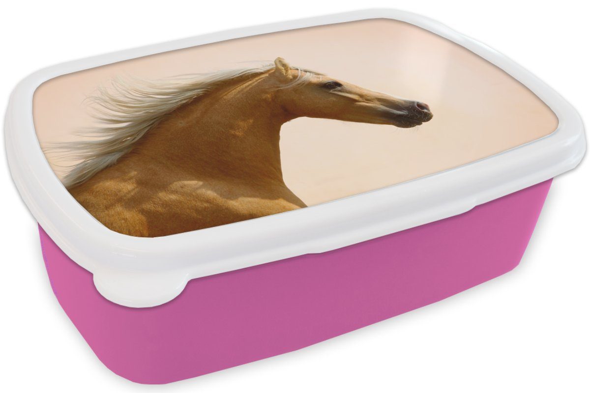 Erwachsene, für rosa Mädchen, Lunchbox Kunststoff, Brotbox Kinder, MuchoWow Kunststoff Pferd (2-tlg), Licht Snackbox, Luft, - - Brotdose