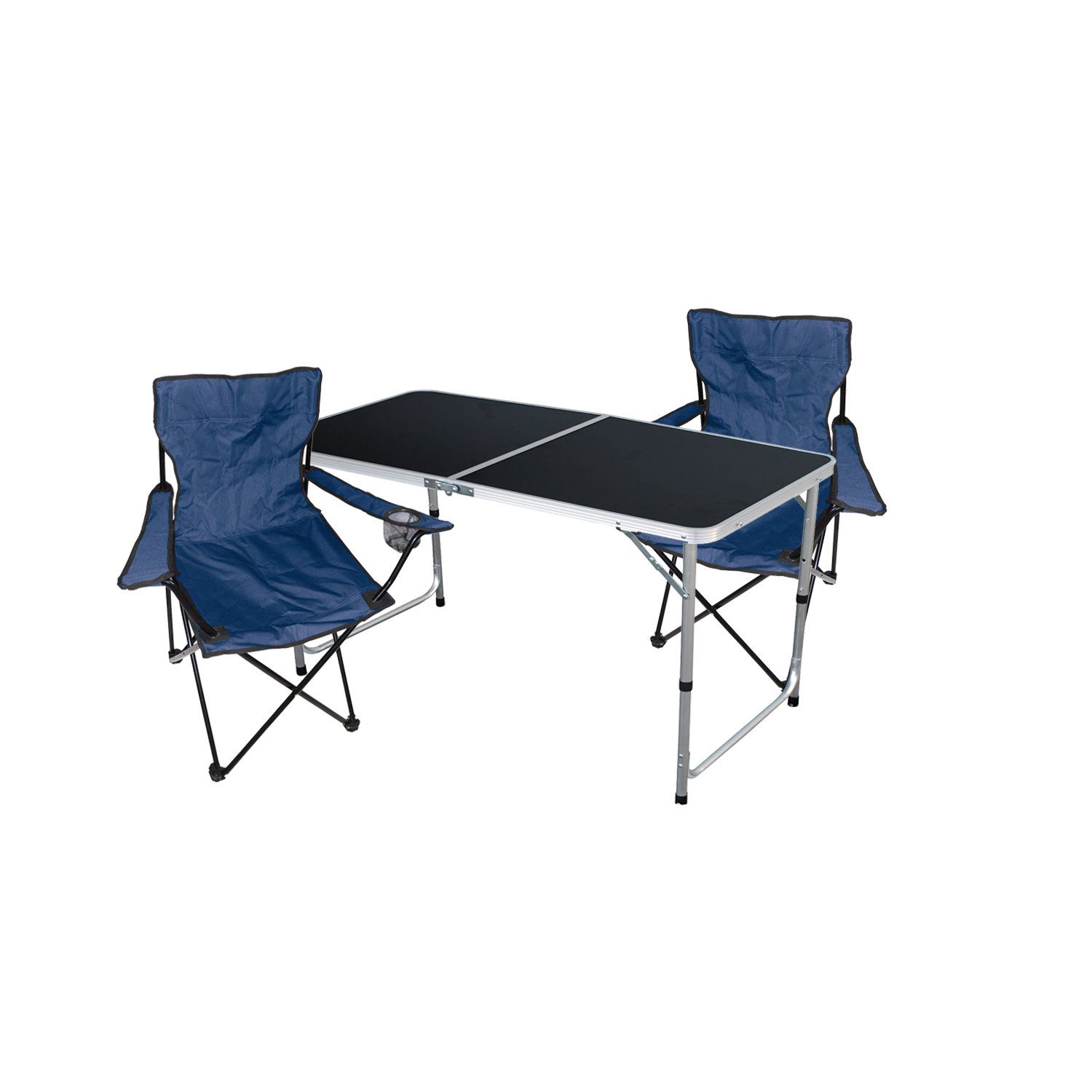 Mojawo Essgruppe 3-teiliges Campingmöbel Set Tisch + 2 Campingstühle Blau + Tasche