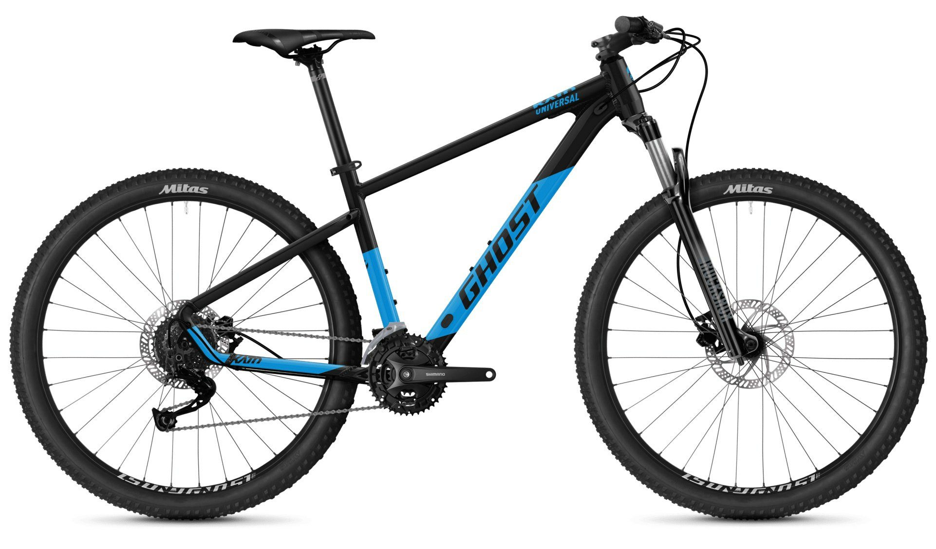 Ghost Mountainbike MTB Hardtail Kato Universal black/bright blue-glossy 29" Diamant, 27 Gang Shimano Shimano Alivio M3100 9-S, 27-Gang Schaltwerk