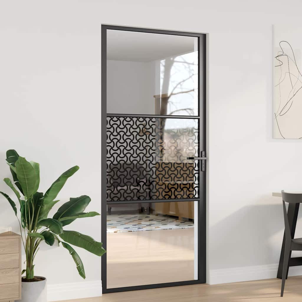 vidaXL Haustür Glastür 93 x 3,5 x 201,5 cm Aluminium Schwarz (1-St)