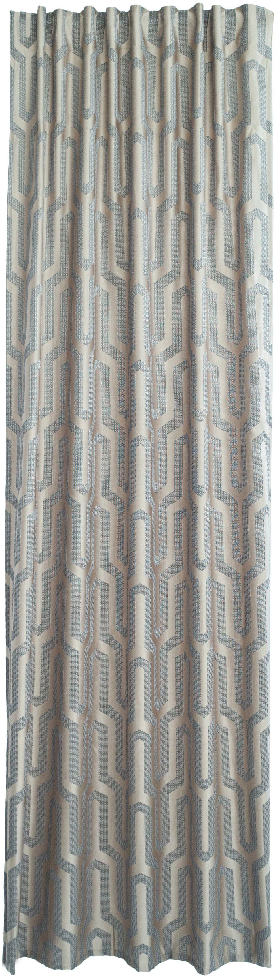 verdeckte (1 Jacquard, geometrisch, Vorhang silberfarben/beige Schlaufen HOMING, Schlafzimmer blickdicht, Tiaro, St), Wohnzimmer, blickdicht,