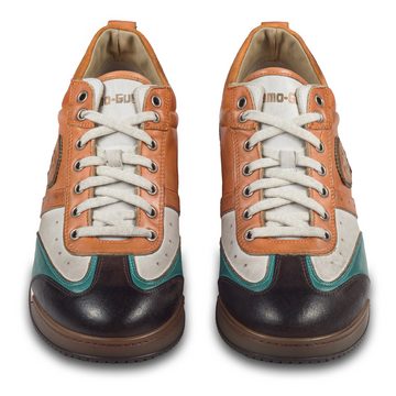 Kamo-Gutsu Leder Sneaker orange / weiß / türkis (SCUDO-005 siena combi naturale) Sneaker Handgefertigt in Italien