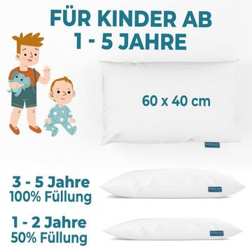 Kopfkissen Kinderkopfkissen, KNERST, Füllung: FitForm Technologie – 100% Polyester, Komfortkissen Kinder für optimale Stützkraft, Kinderkopfkissen für weiche Träume