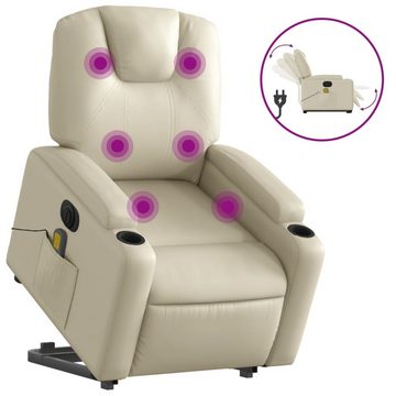 vidaXL Sessel Massagesessel mit Aufstehhilfe Elektrisch Creme Kunstleder Relaxstuhl