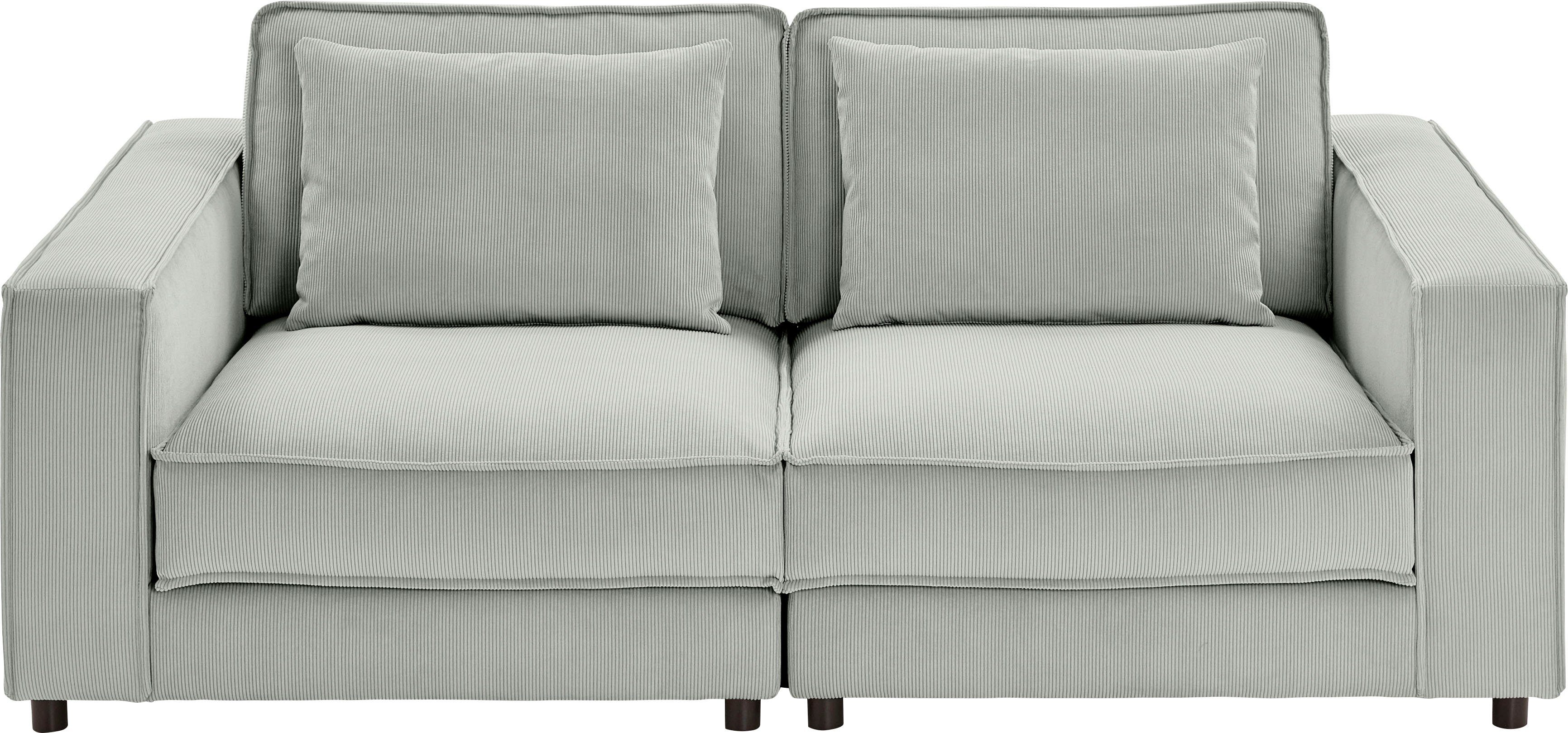 ATLANTIC home collection 2-Sitzer Valan, XXL-Sitzfläche, mit Cord-Bezug, frei stellbar, mit Wellenunterfederung grau