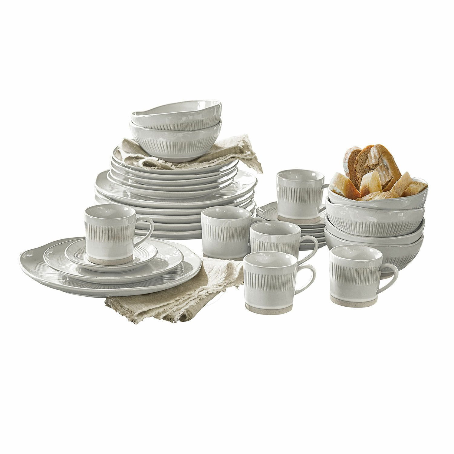 Mirabeau Geschirr-Set Geschirr 30er Set Périers creme, Steinzeug