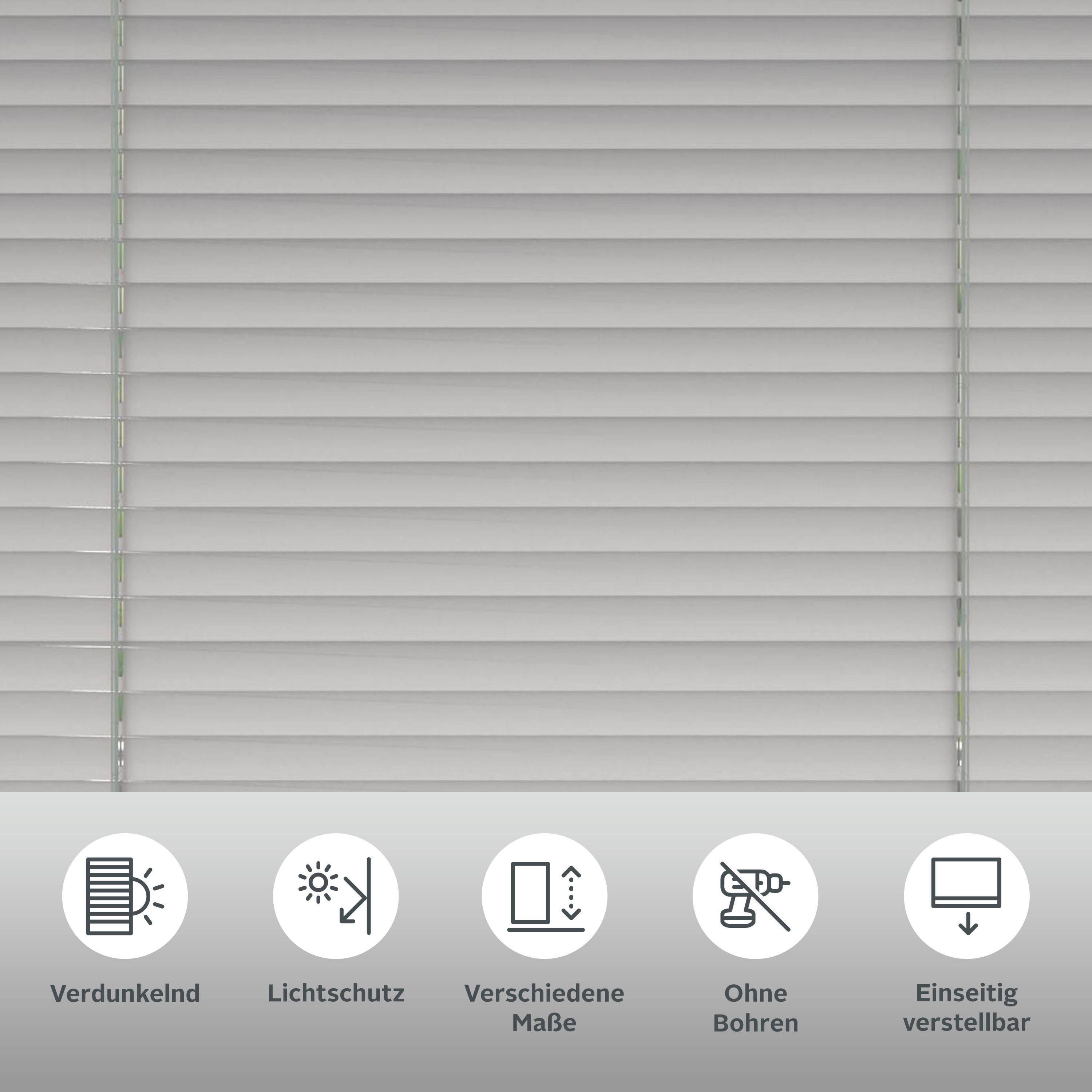 my home Jalousie, ohne Bohren, freihängend, Aluminium, Klemmträger mit Feststellschraube