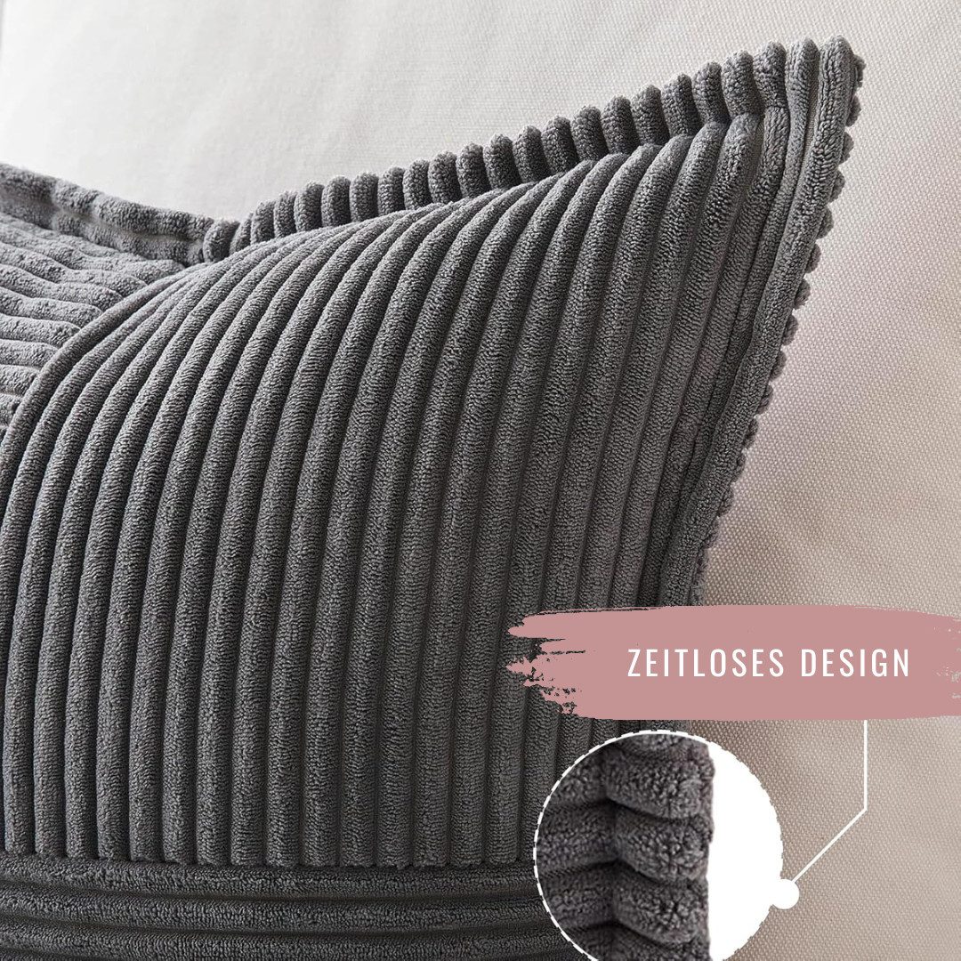 Interior by Hakito Dekokissen 2er Set Kissenbezug Kordsamt gestreift inklus günstig online kaufen