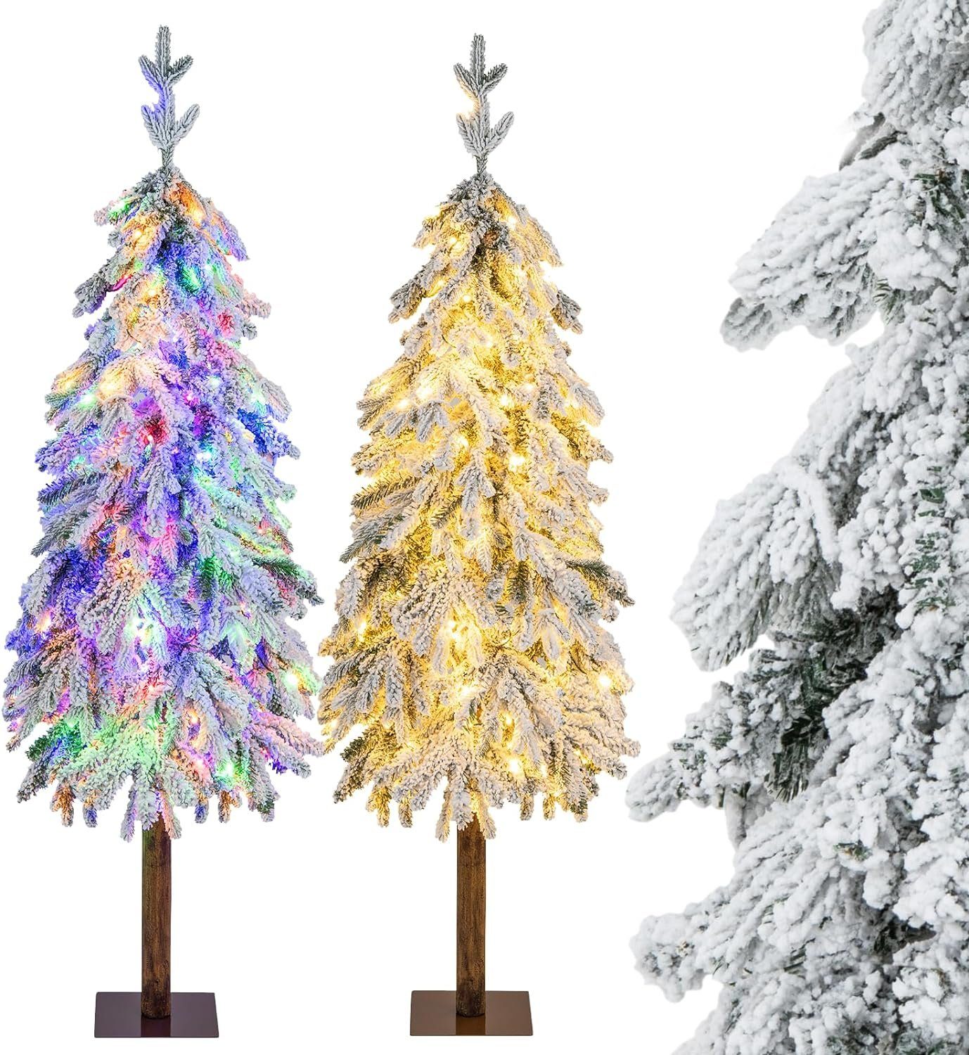 COSTWAY Weihnachtsbaum, in Künstlicher mit LEDs Farbwechsel & 11 Modi, Schnee