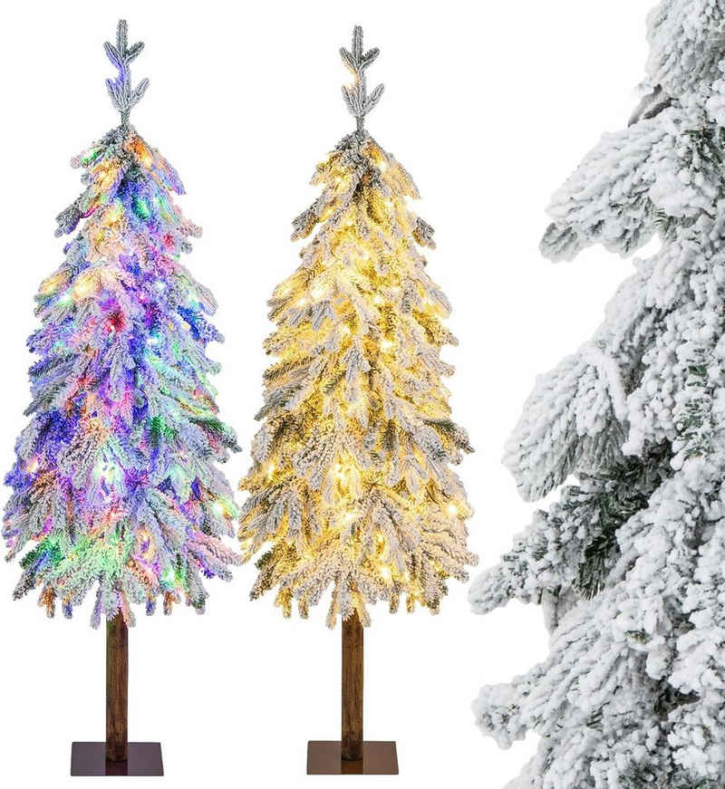 COSTWAY Künstlicher Weihnachtsbaum, mit Schnee & LEDs in 11 Modi, Farbwechsel