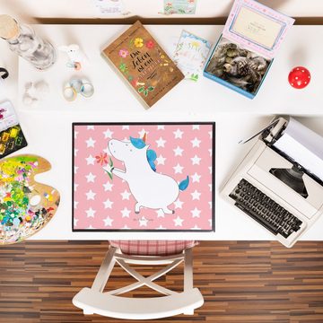 Mr. & Mrs. Panda Schreibtischunterlage Einhorn Blume - Rot Pastell - Geschenk, Bürobedarf, Freund, Liebesbew, (1 tlg)