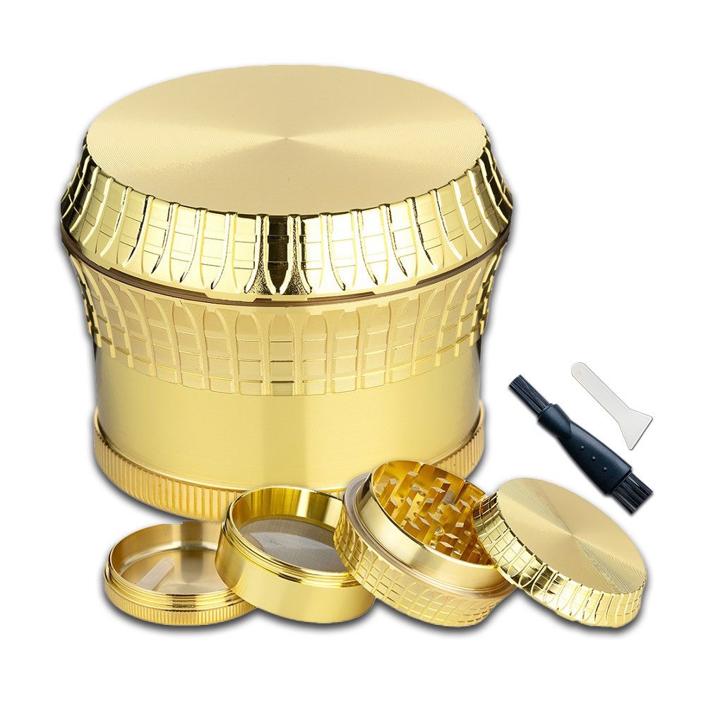 Coumo Kräutermühle Grinder Crusher Gold XL, Set, ⌀ 6,5 cm, Metall, Gewürz Mühle