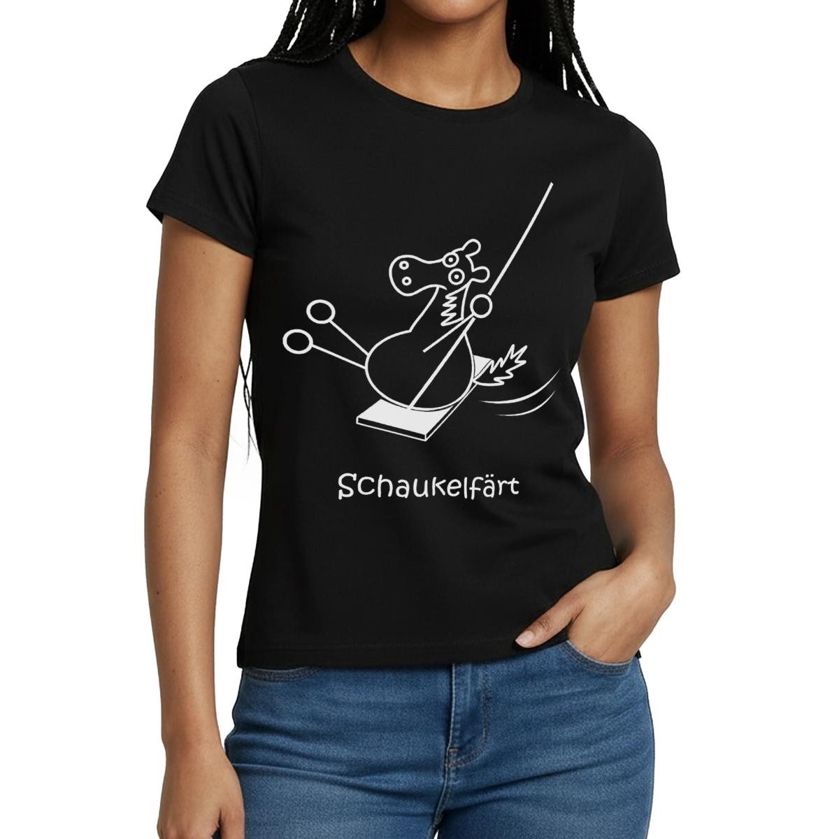 Spreadshirt T-Shirt Schaukelfärt Schaukel Pferd Färt Wortspiel Frauen T-Shirt (1-tlg) Slim Fit, fällt klein aus
