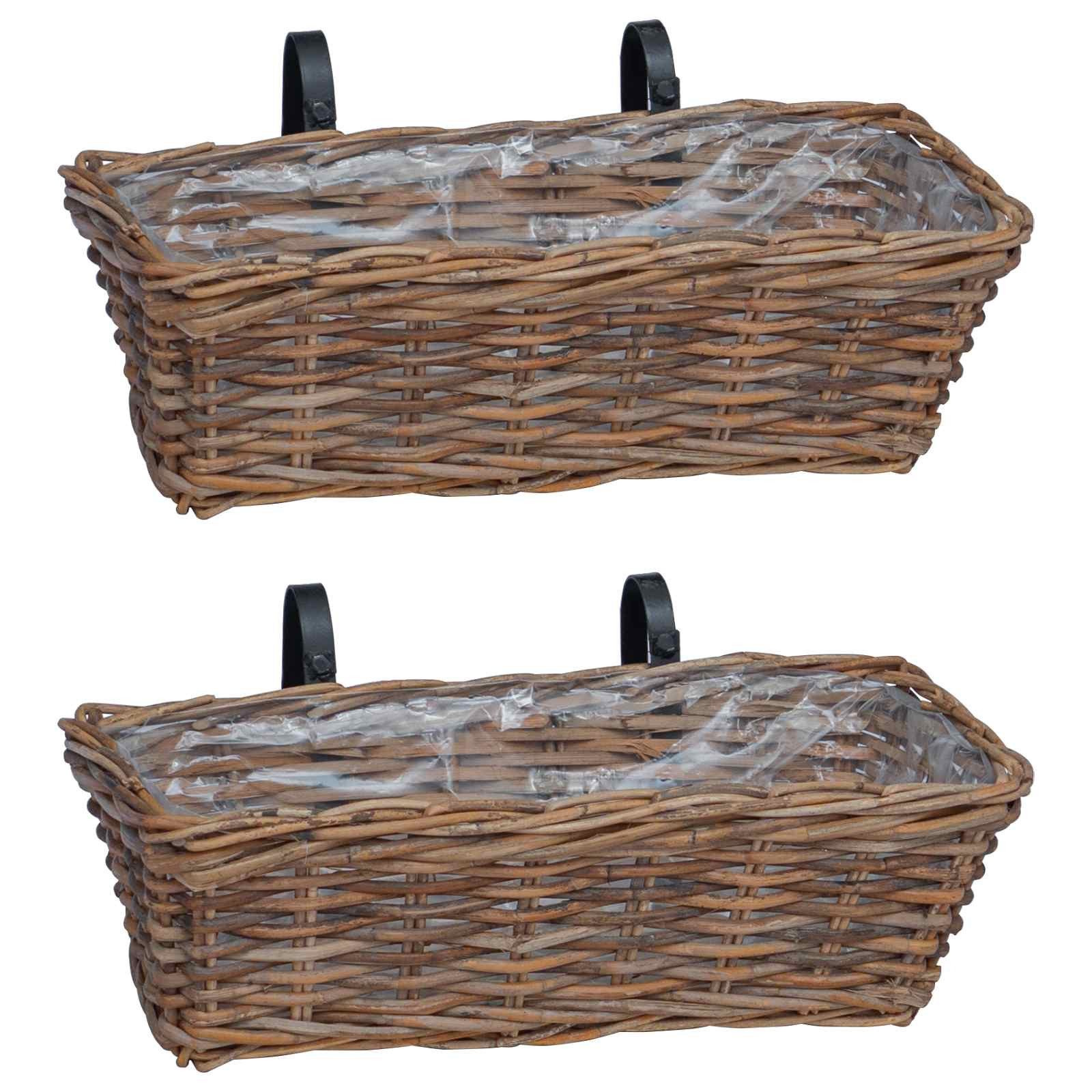 vidaXL Aufbewahrungskorb Hängender Blumentopf Korb 2 pcs Braun 48 x 22 x 15 cm (2 St)